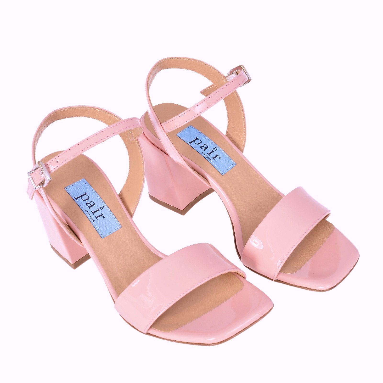 Chunky Classic Square Pink Patent Heeled Sandals LOS ANGELES1/PINK - 4