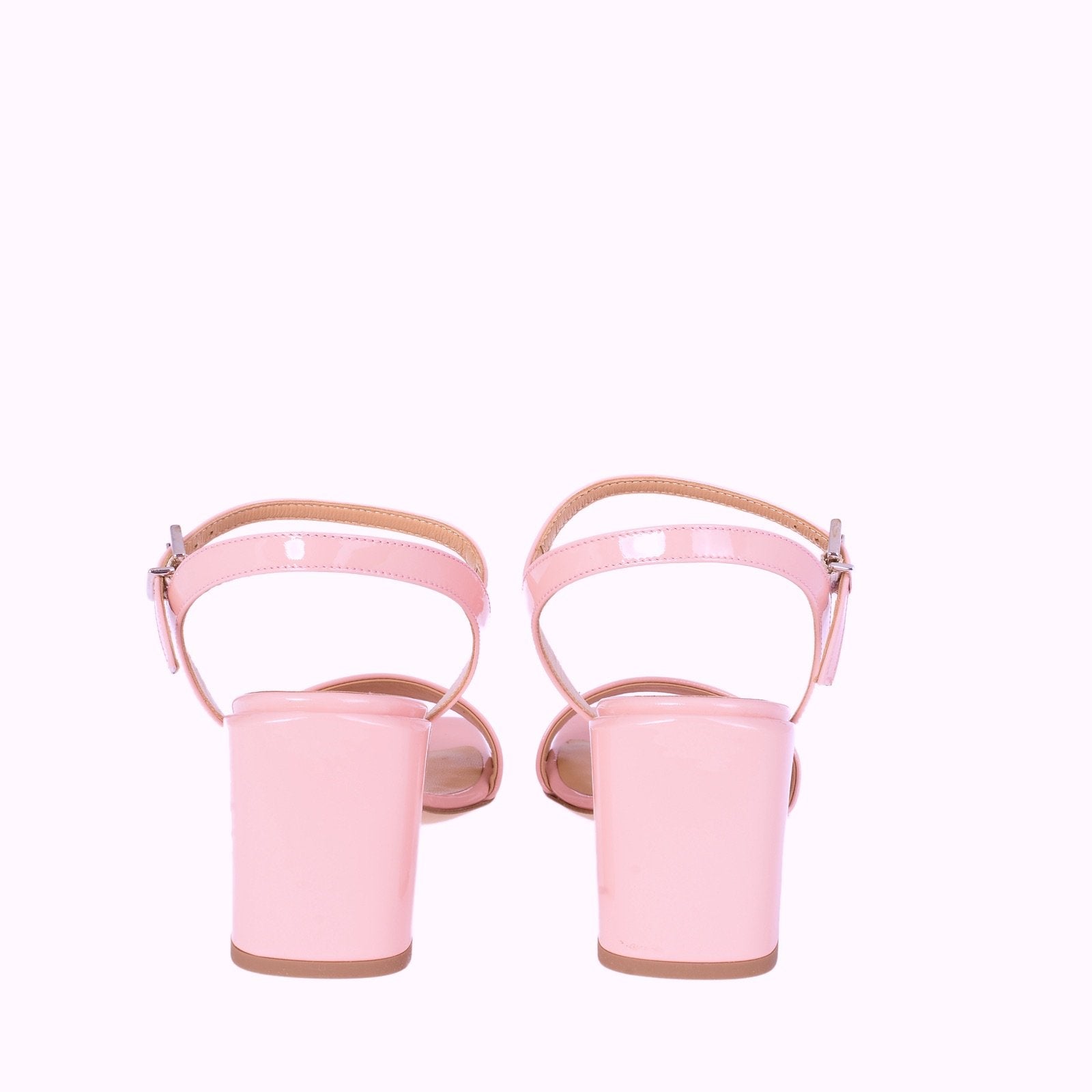 Chunky Classic Square Pink Patent Heeled Sandals LOS ANGELES1/PINK - 7