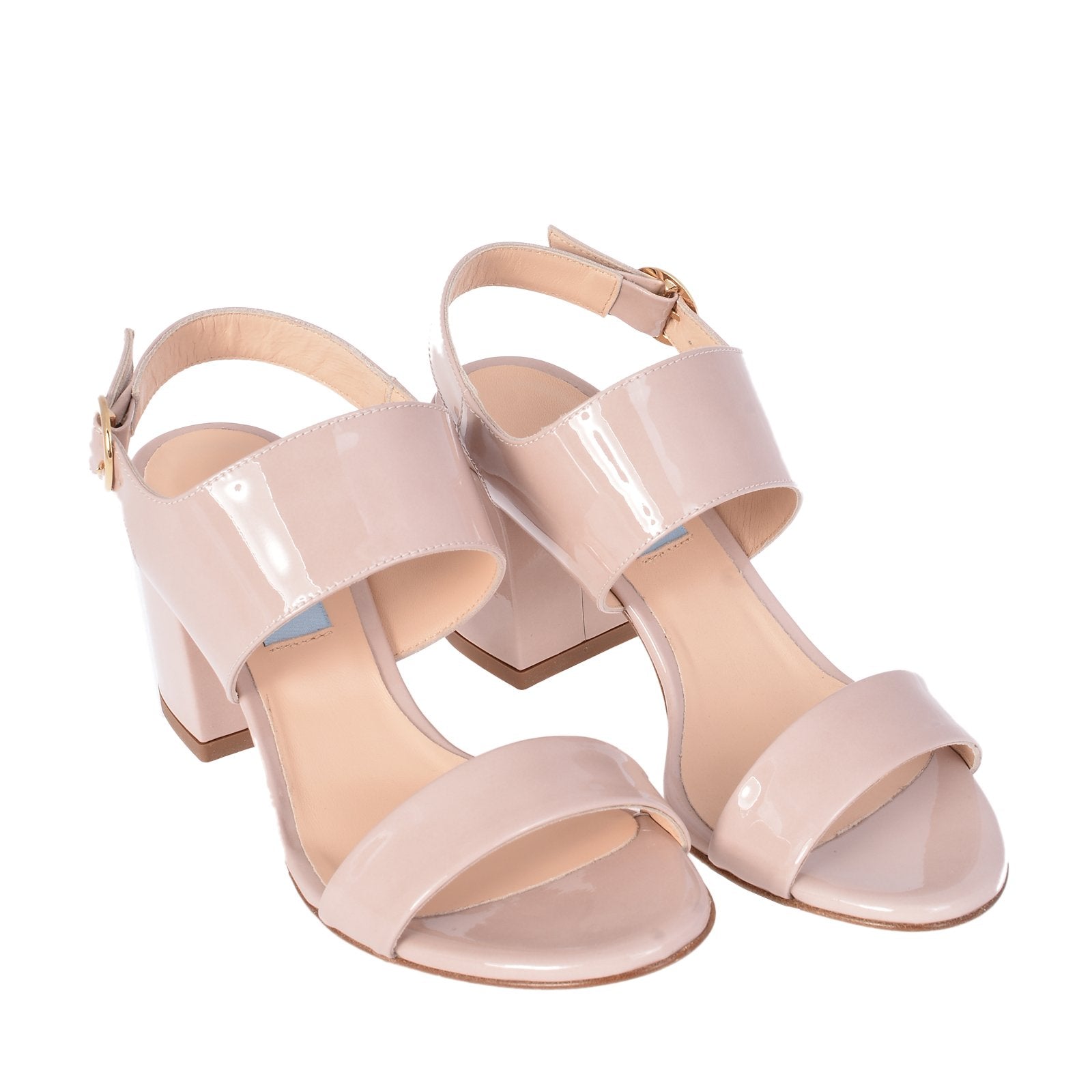 Chunky Wide String Low Heeled Sandals In Beige 9497A - 2