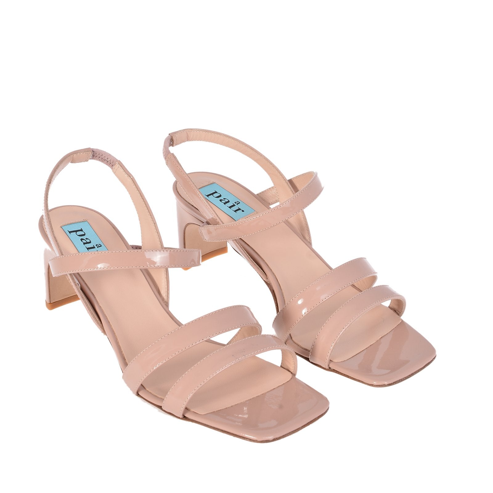 String Patent Beige Heeled Sandals SAN/057 - 3