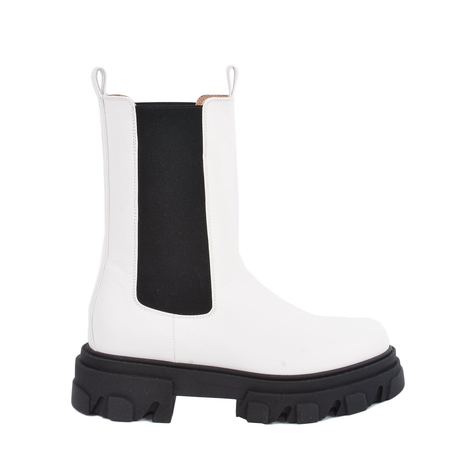 Rin White Elastic Combat Boots 2027VITELLO_BIANCO - 1