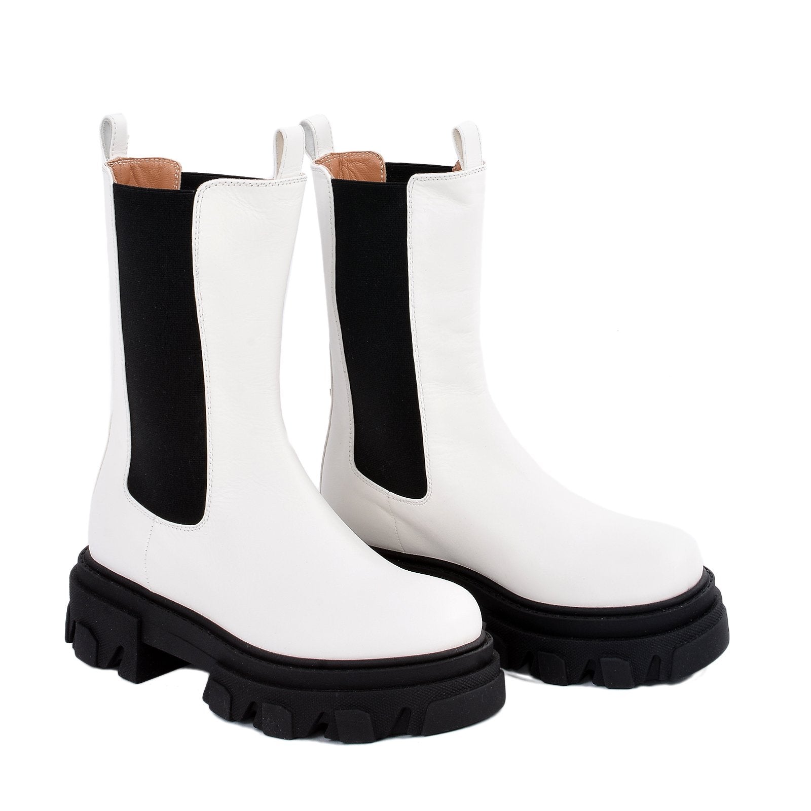 Rin White Elastic Combat Boots 2027VITELLO_BIANCO - 4