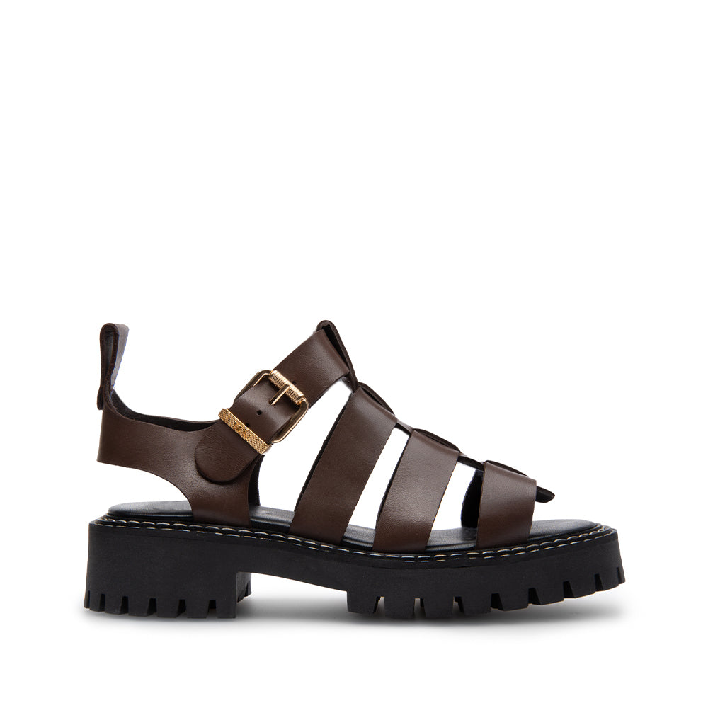 Daphny Brown Leather Chunky Sandals LAST1519 - 1