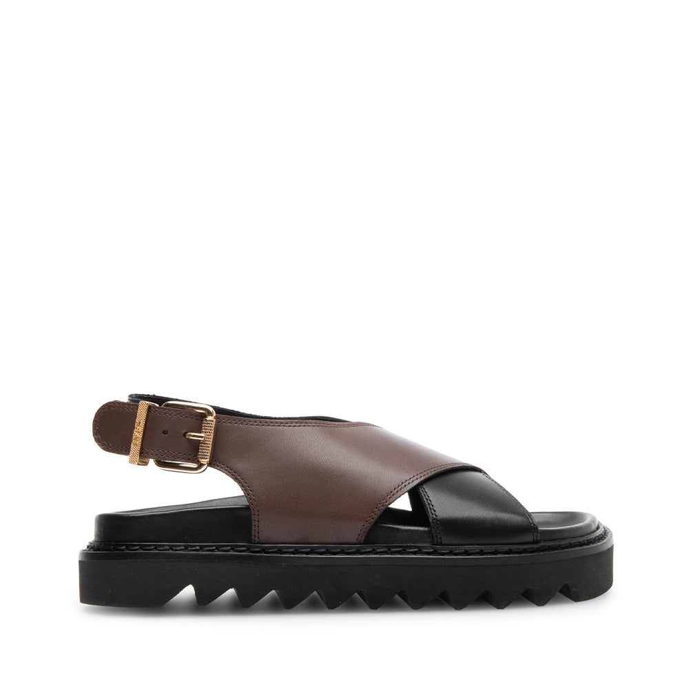 Diana Black Brown Leather Chunky Sandals LAST1521 - 1