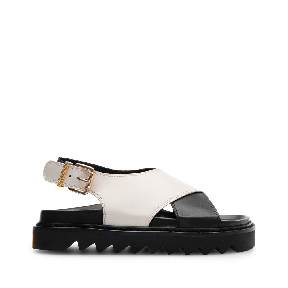 Diana Black Off White Leather Chunky Sandals LAST1522 - 1