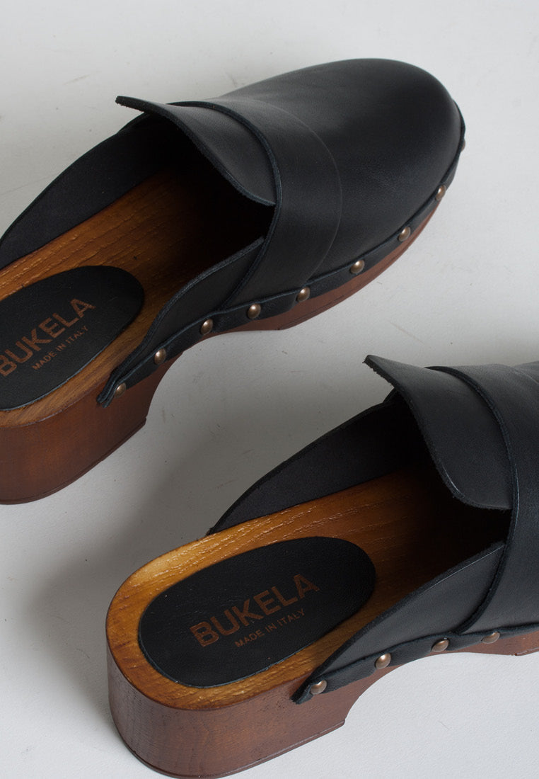 Ester Black Studded Leather Clogs ESTER-BLACK - 6
