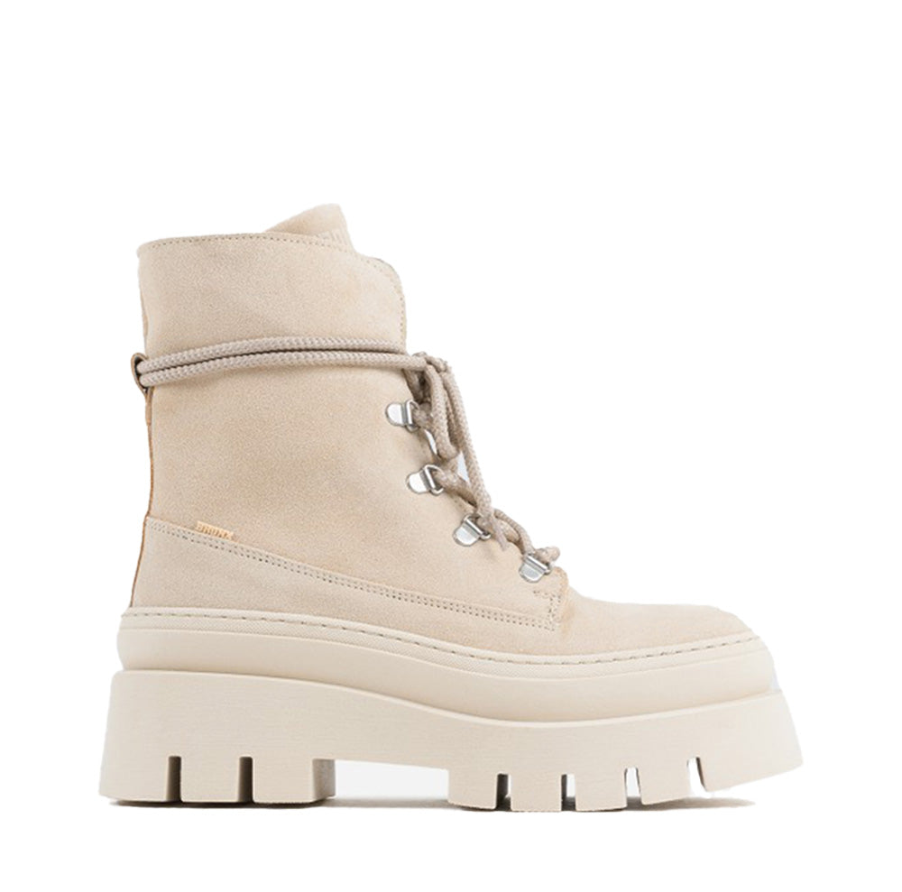 Evi Ann Creme White Suede Chunky Boots 47428-C-3619