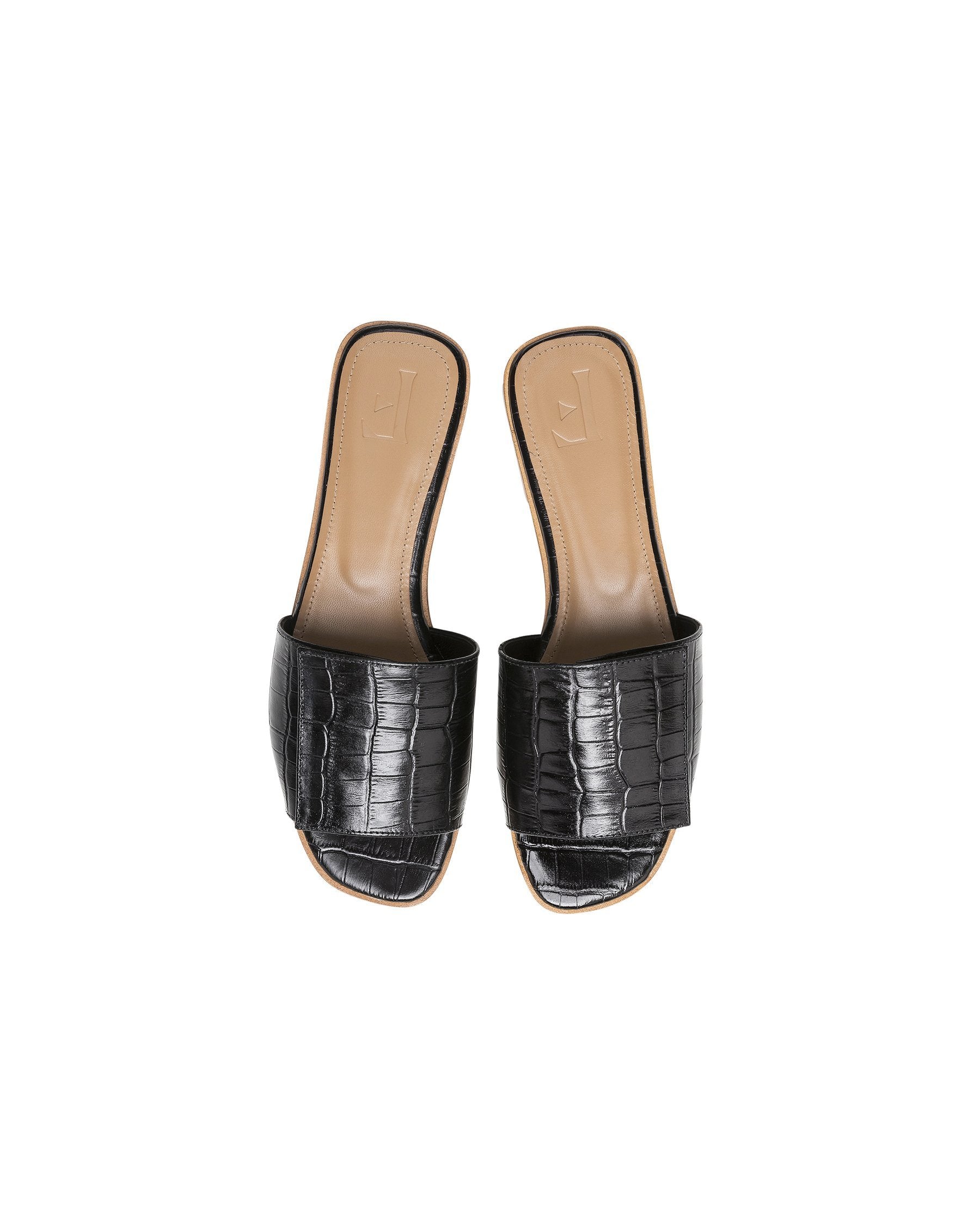 Yola Leather Croco Black Flats 20010711917-001 - 4