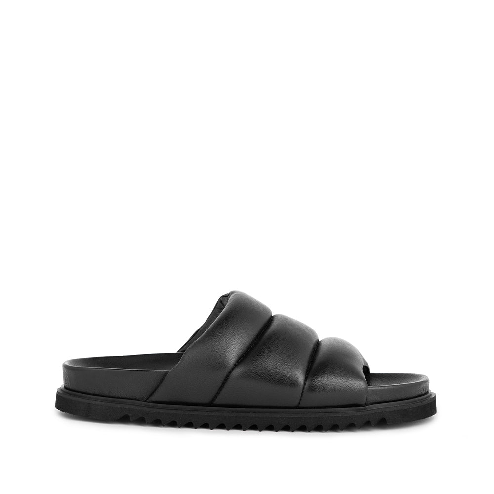Marley Black Leather Puffy Sandals 22-021-011 - 1
