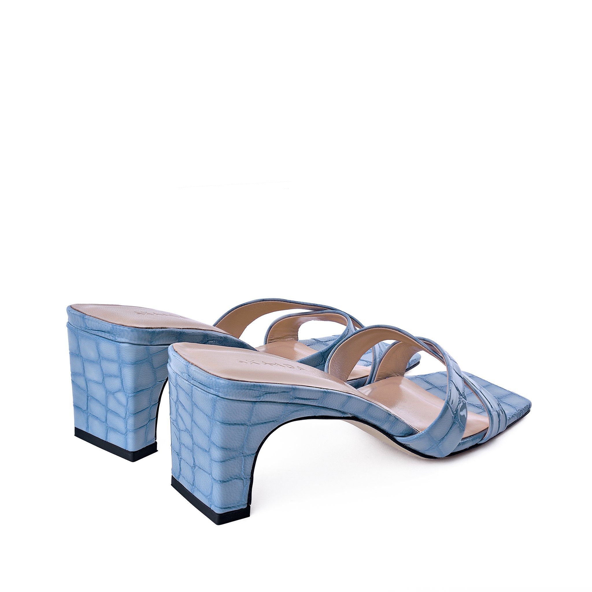 Yumi Sky Blue Croco Embossed Leather Sandals 20033-04-07 - 5