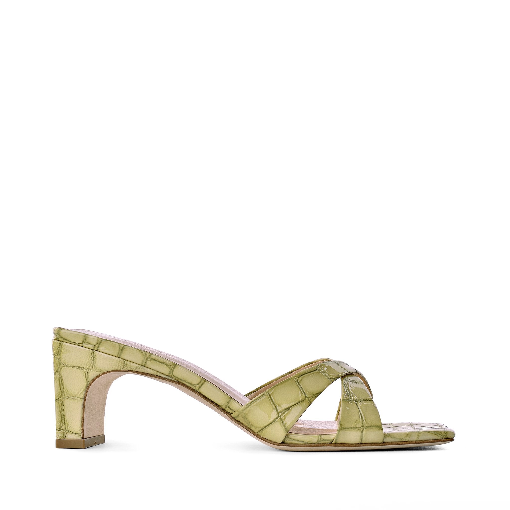 Yumi Pistachio Croco Embossed Leather Sandals 20033-04-06 - 1