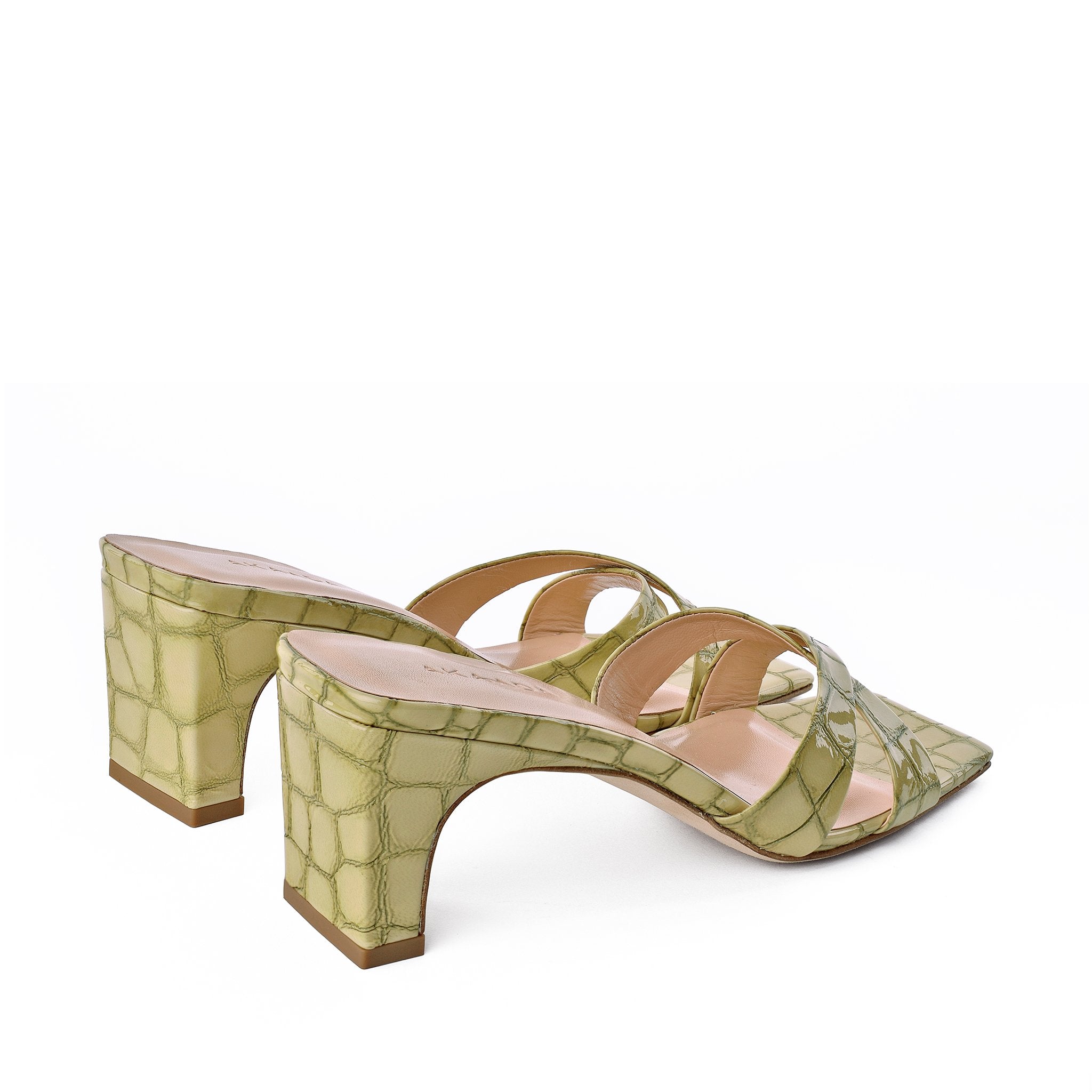Yumi Pistachio Croco Embossed Leather Sandals 20033-04-06 - 5
