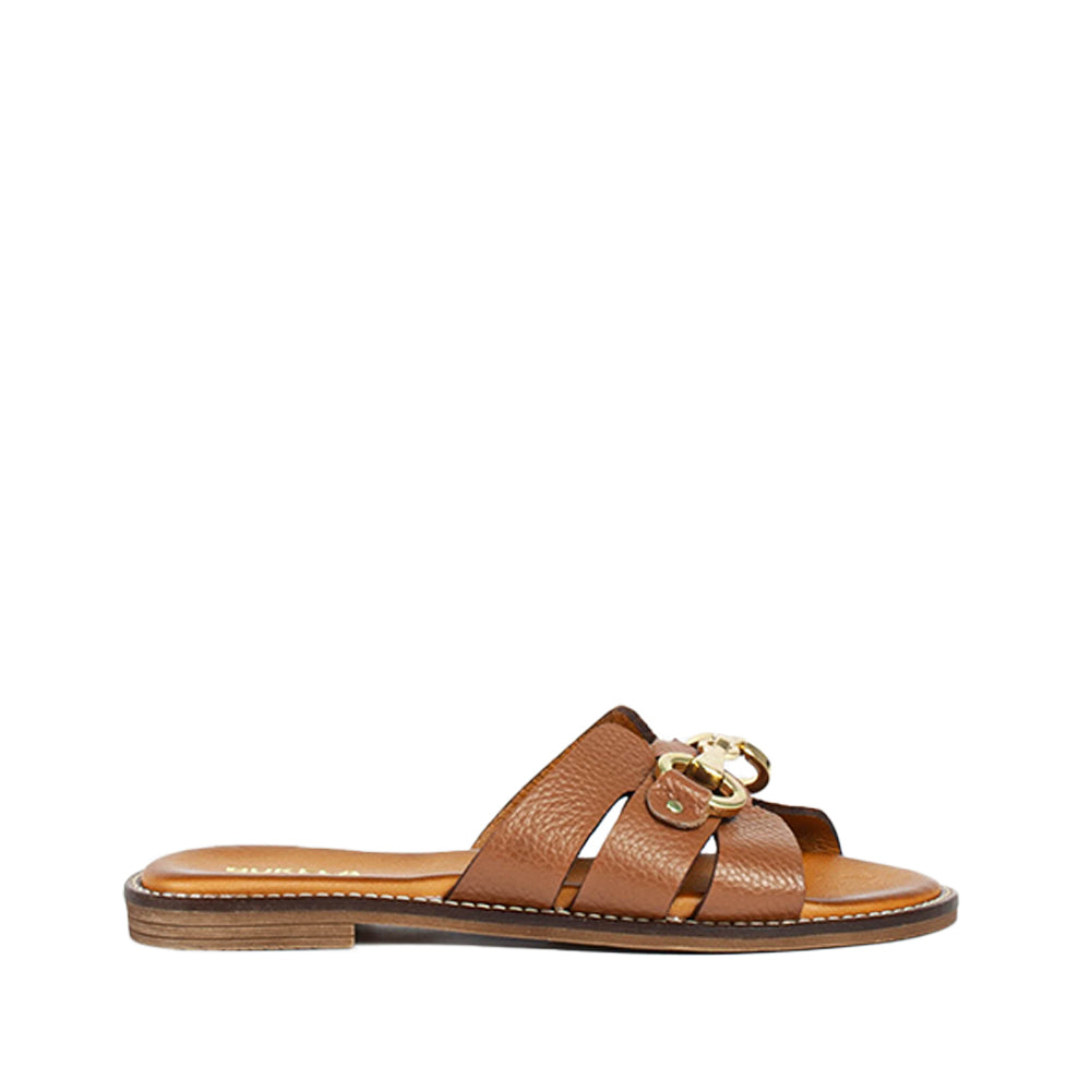 Holly Cognac Leather Slides HOLLY-COGNAC - 1