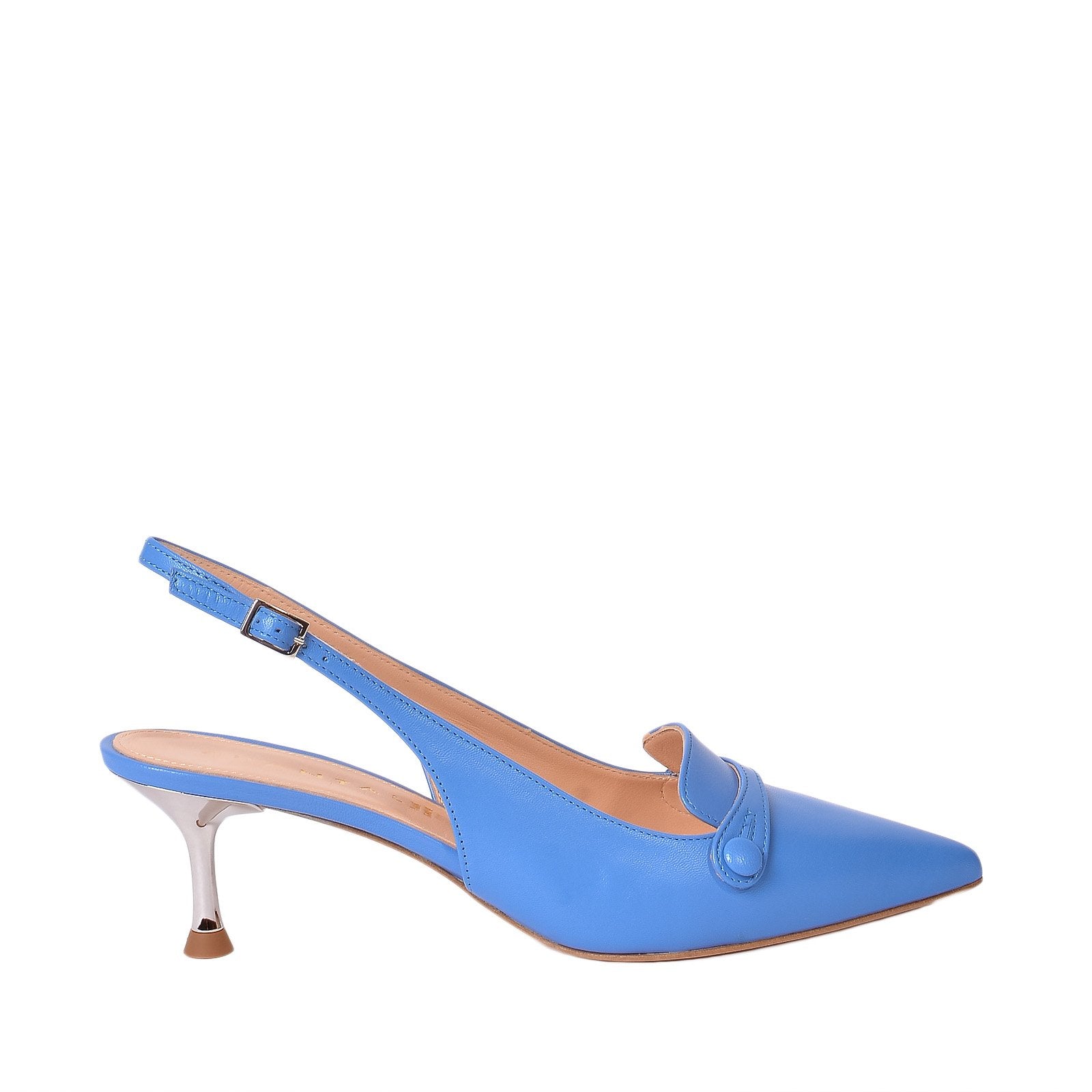 Chiffon Sling Back Shoes In Light Blue Heels 1002/Blue - 1