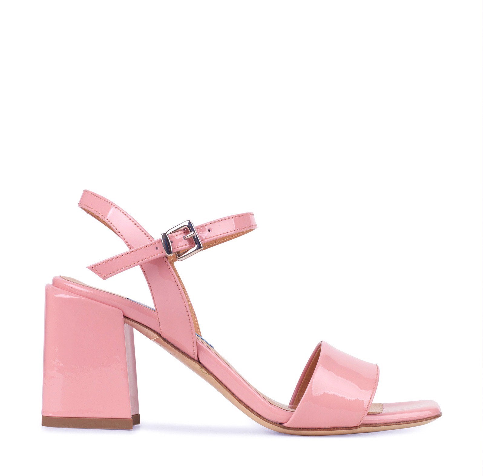 Chunky Classic Square Pink Patent Heeled Sandals LOS ANGELES1/PINK - 1