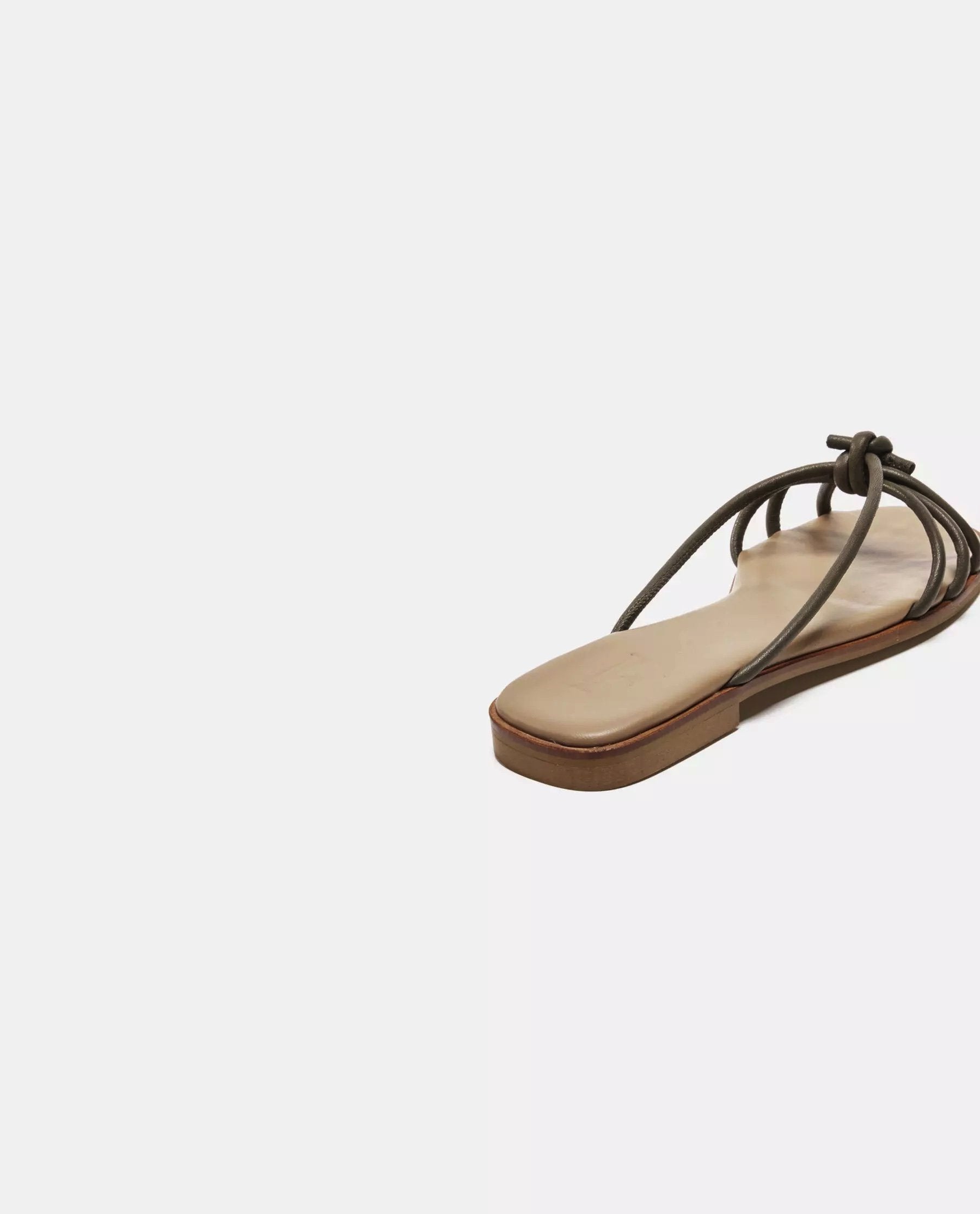 Yvette Leather Khaki Flat Sandals 21010700801-013 - 5