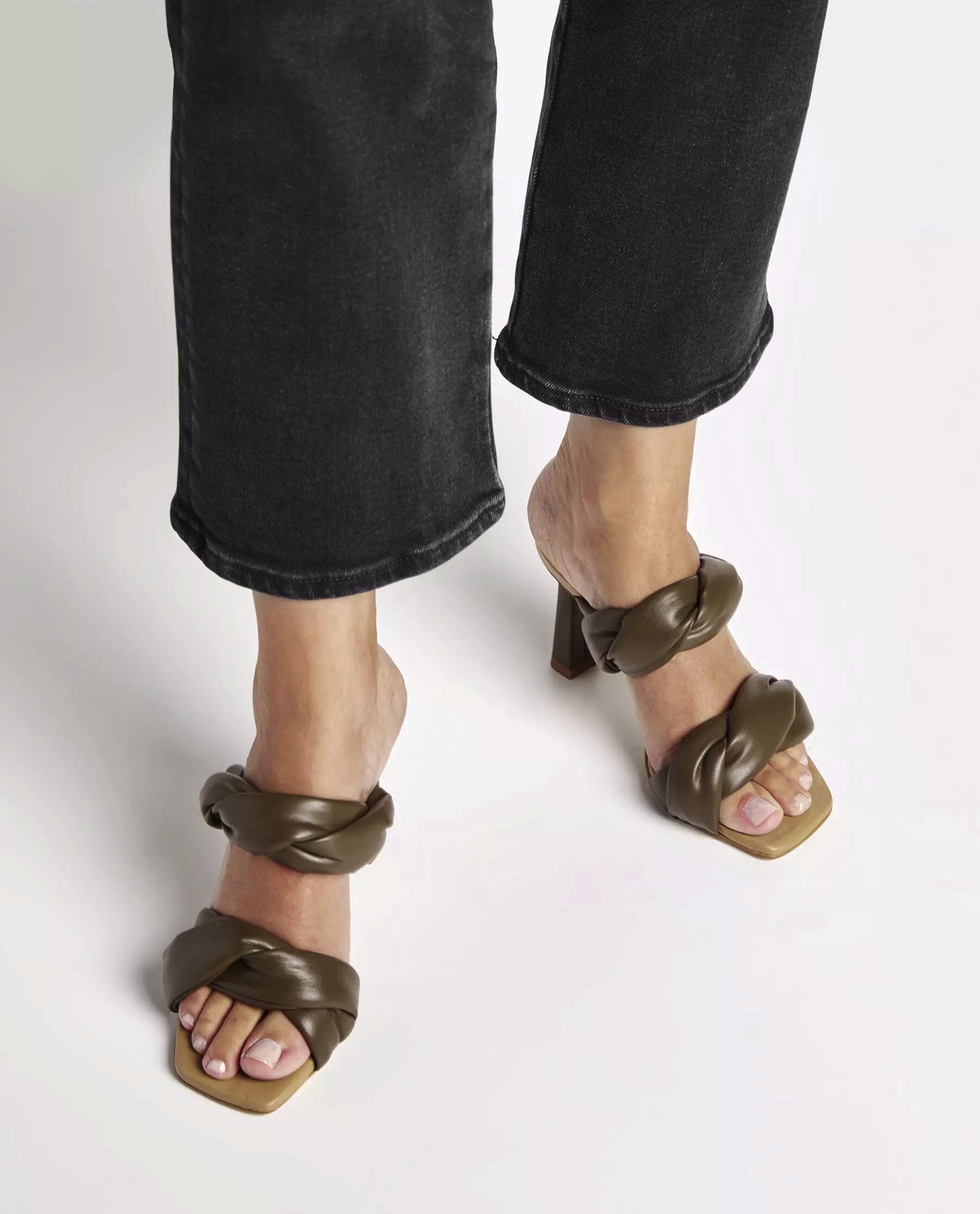 River Vegan Khaki Heeled Sandals - 2