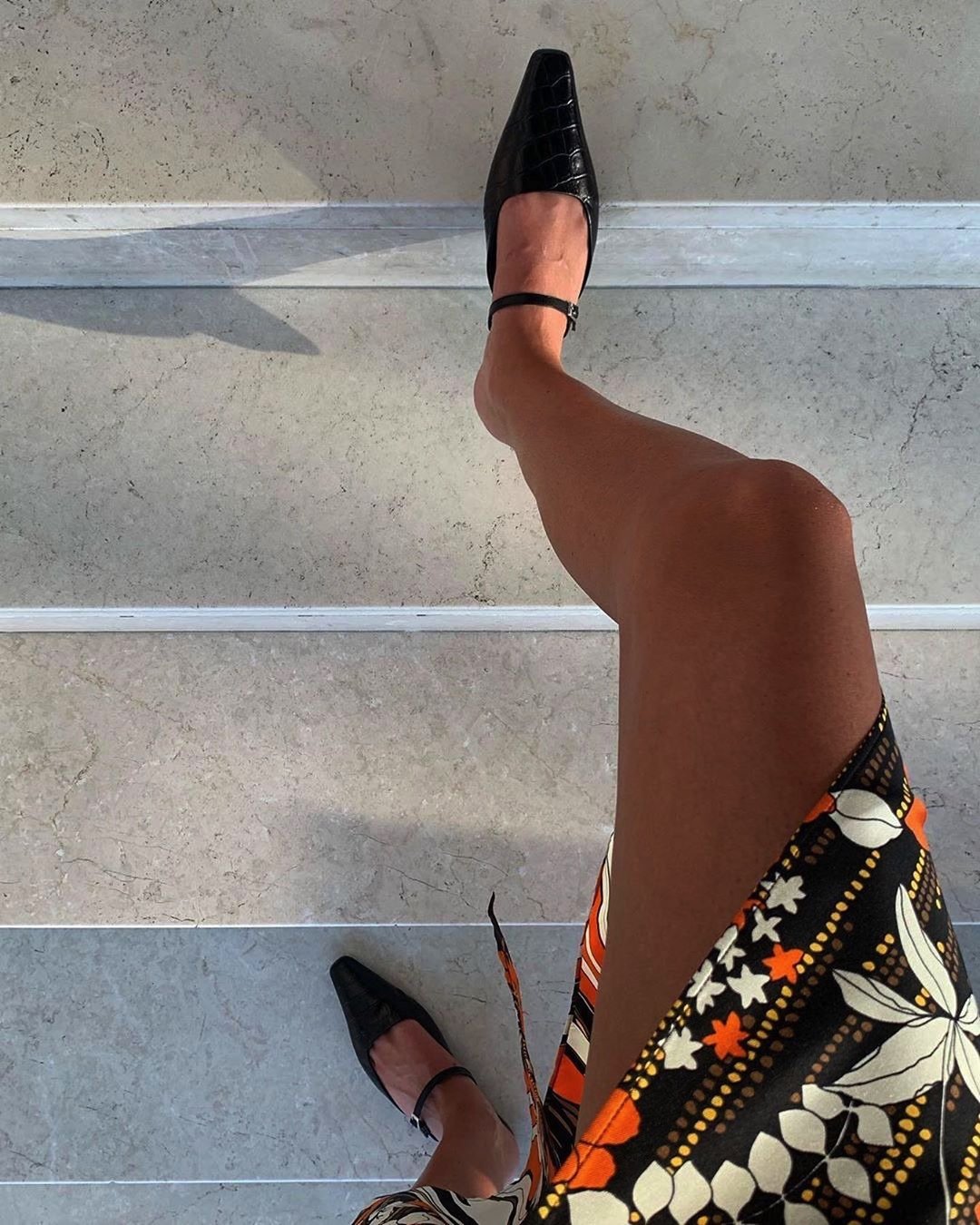 Dolores Black Croco Nappa Flats - 4