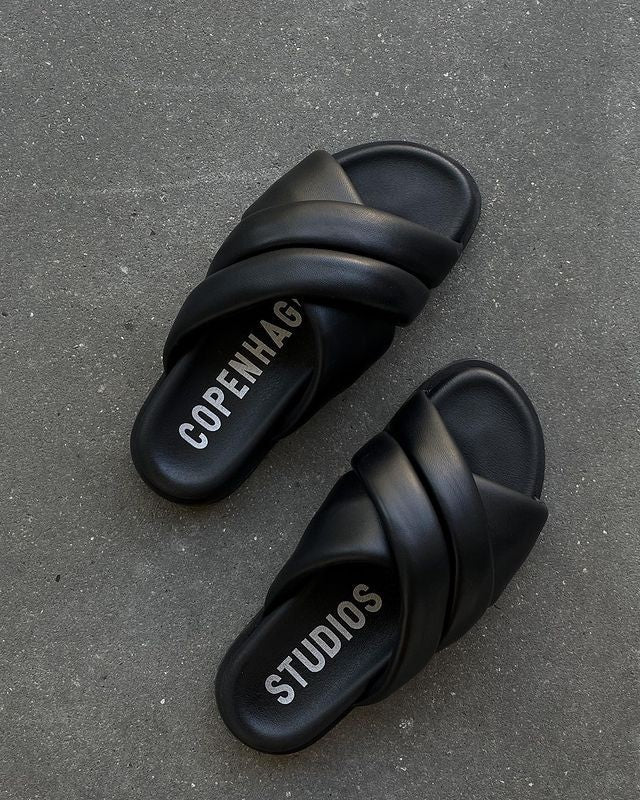 Nappa Black Chunky Slides Sandals CPH726 - 9