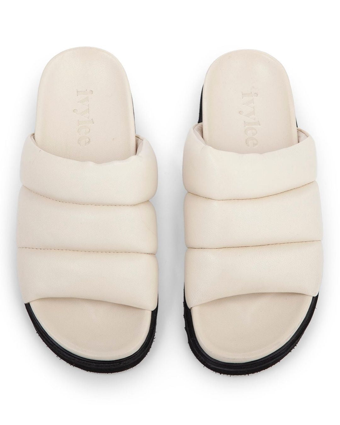 Marley Off White Leather Puffy Sandals 22-021-011 - OFF - 4