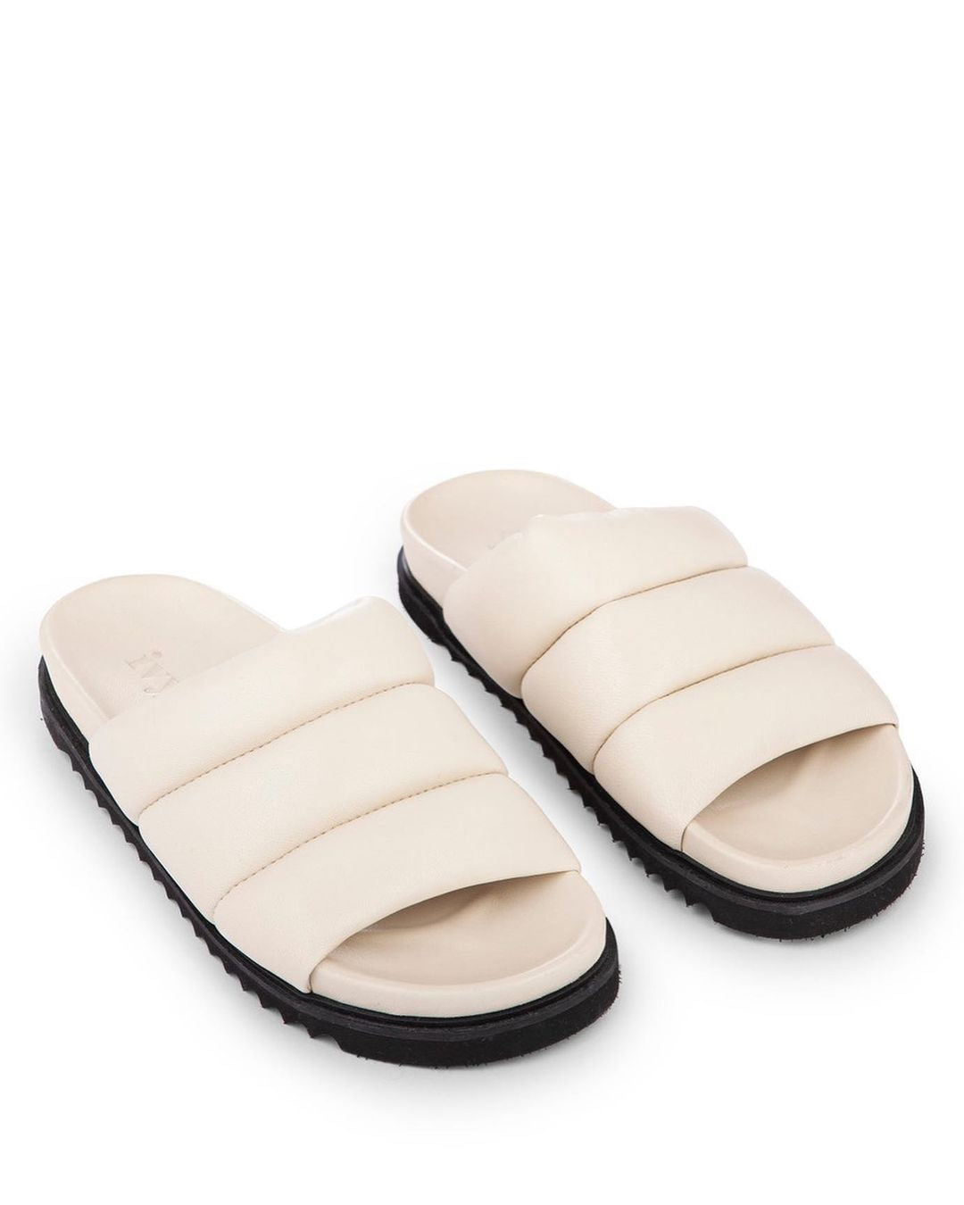 Marley Off White Leather Puffy Sandals 22-021-011 - OFF - 3