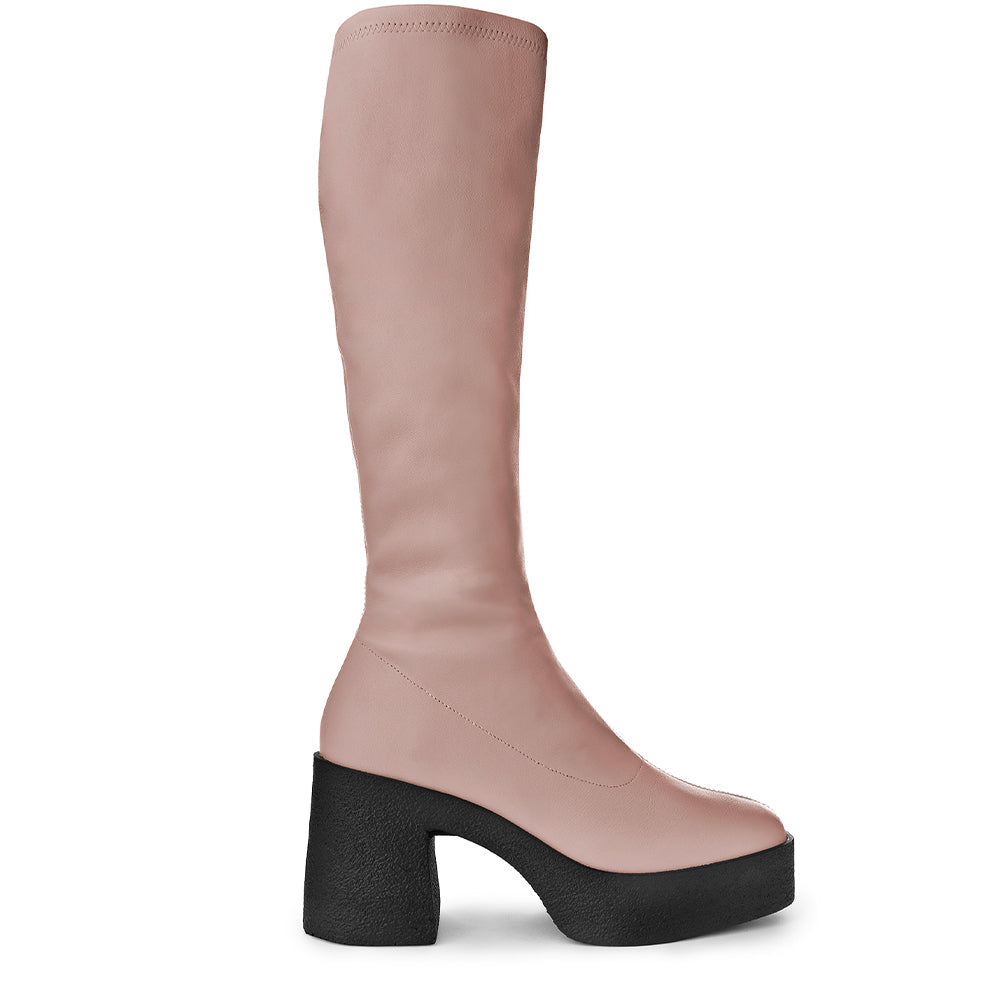 Izumi Pastel Rose Stretch Leather Chunky Boots 20077-01-13 - 1