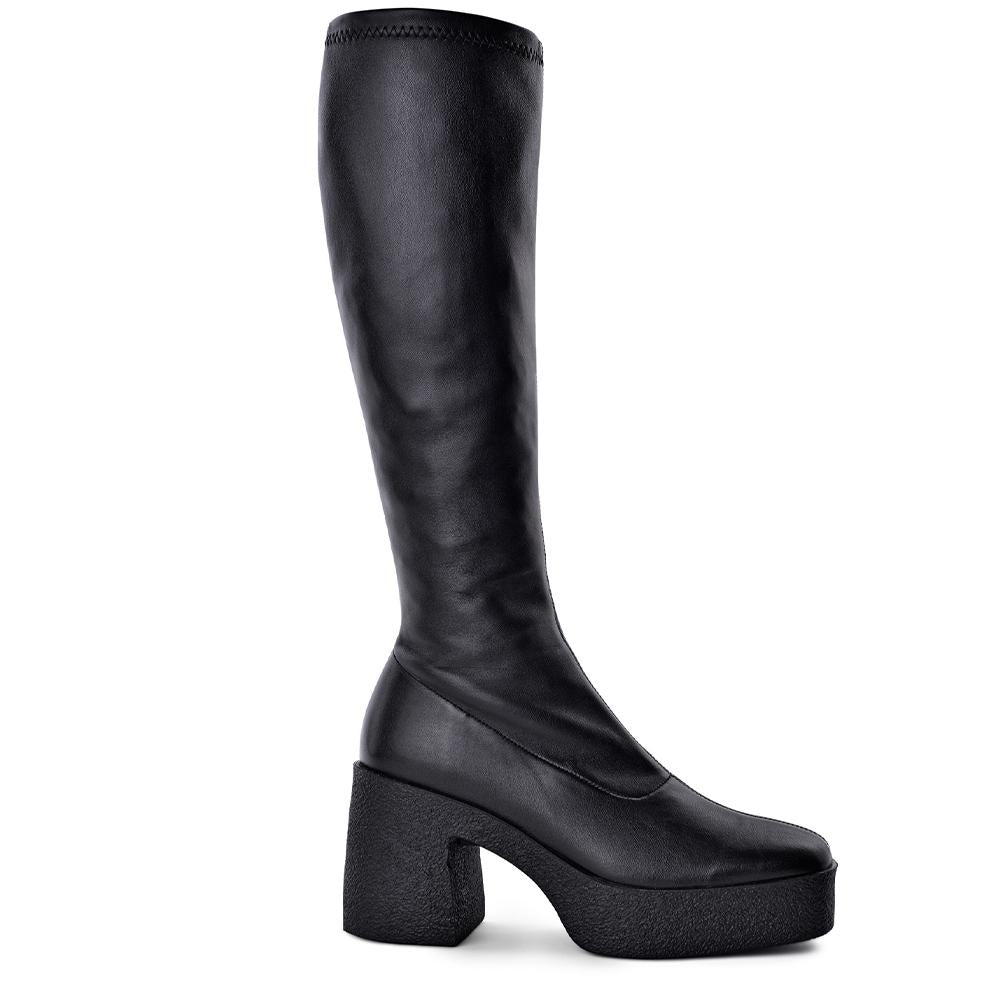 Izumi Black Stretch Leather Chunky Boots 20077-01-2 - 1