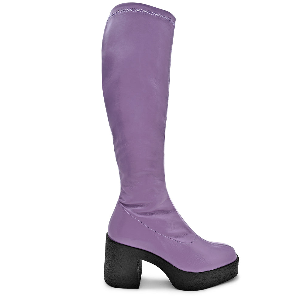 Izumi Violet Patent Stretch Leather Chunky Boots 20077-01-22 - 1