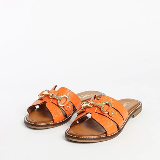 Holly Orange Leather Slides HOLLY-ORANGE - 3