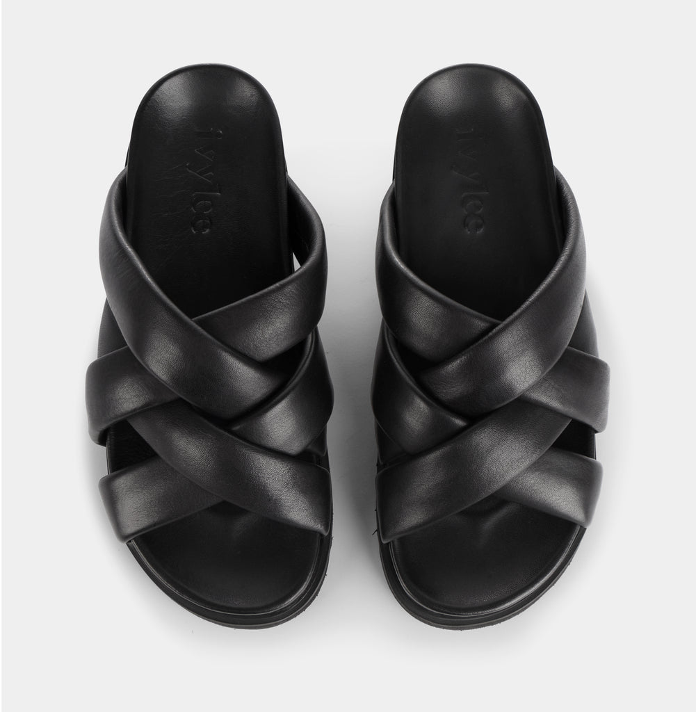 Josie Black Leather Sandals 11-004-011 - 4