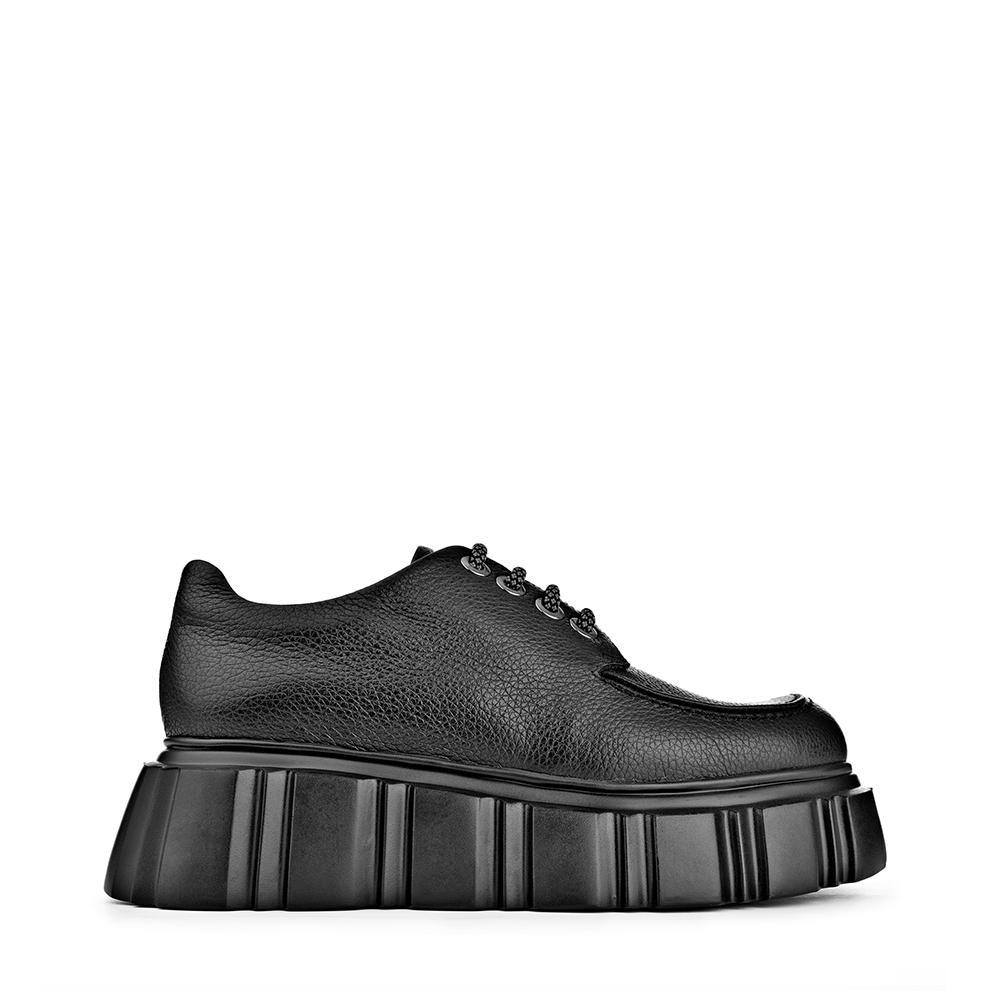Jun Black Lace-Up Loafers 2210-01 - 01