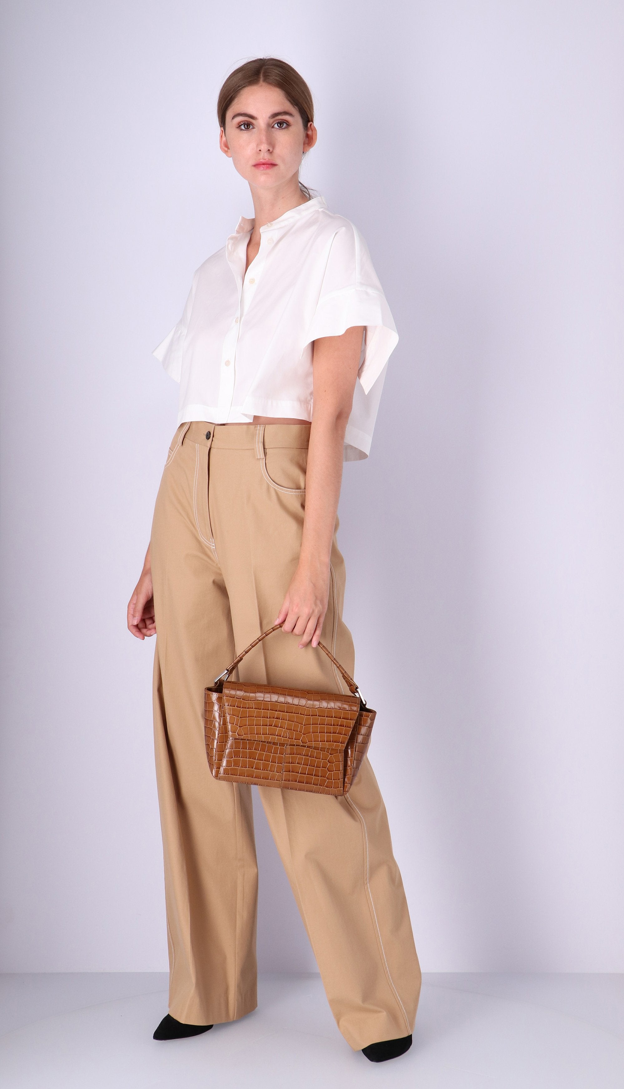 Ikon Croco Olive Brown Shoulder Bag Bags