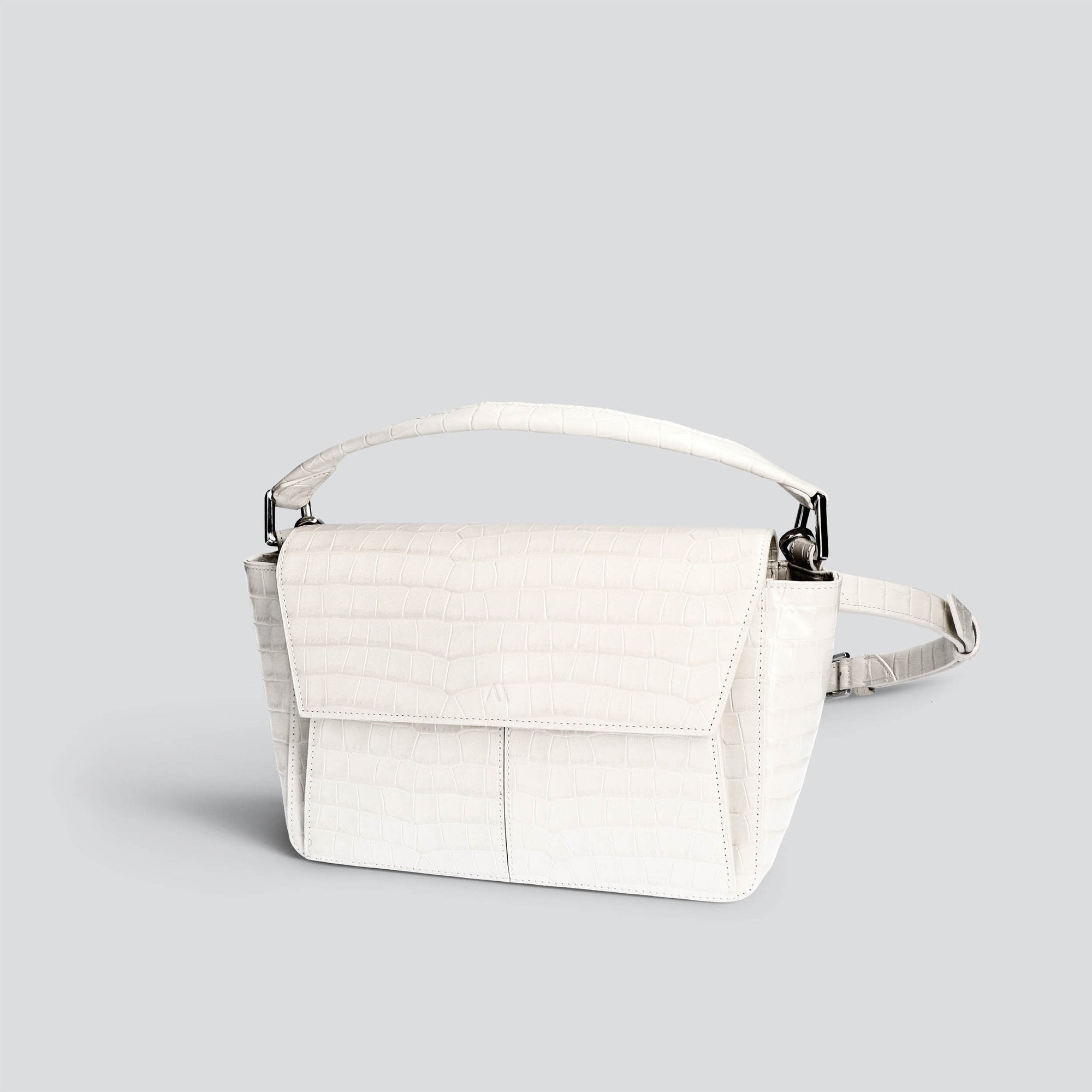 Ikon Croco Stone White Shoulder Bag Bags