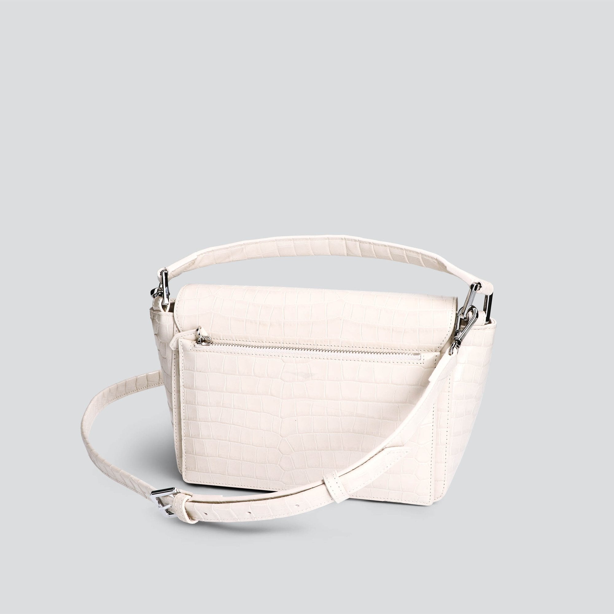 Ikon Croco Stone White Shoulder Bag Bags