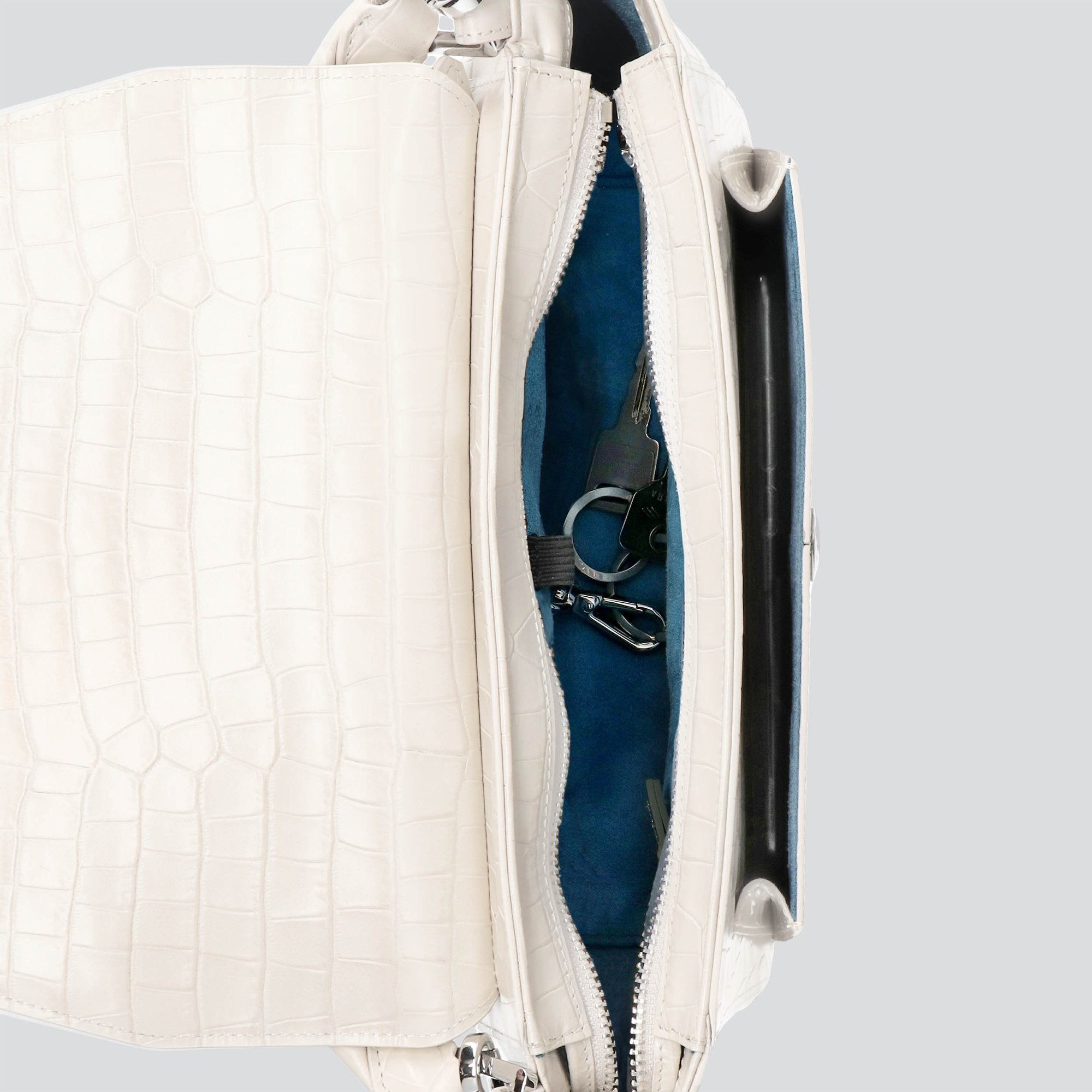 Ikon Croco Stone White Shoulder Bag Bags