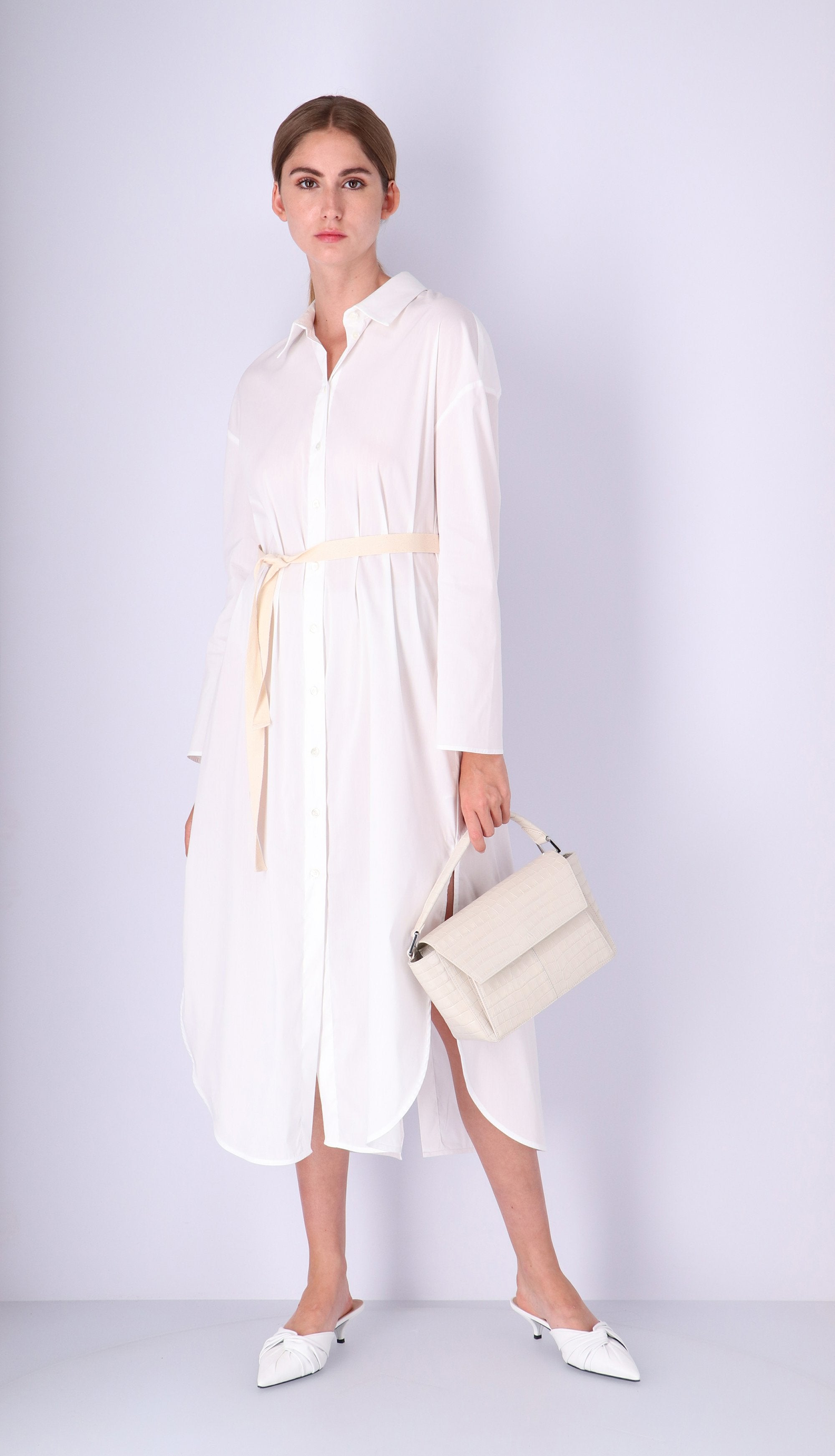 Ikon Croco Stone White Shoulder Bag Bags