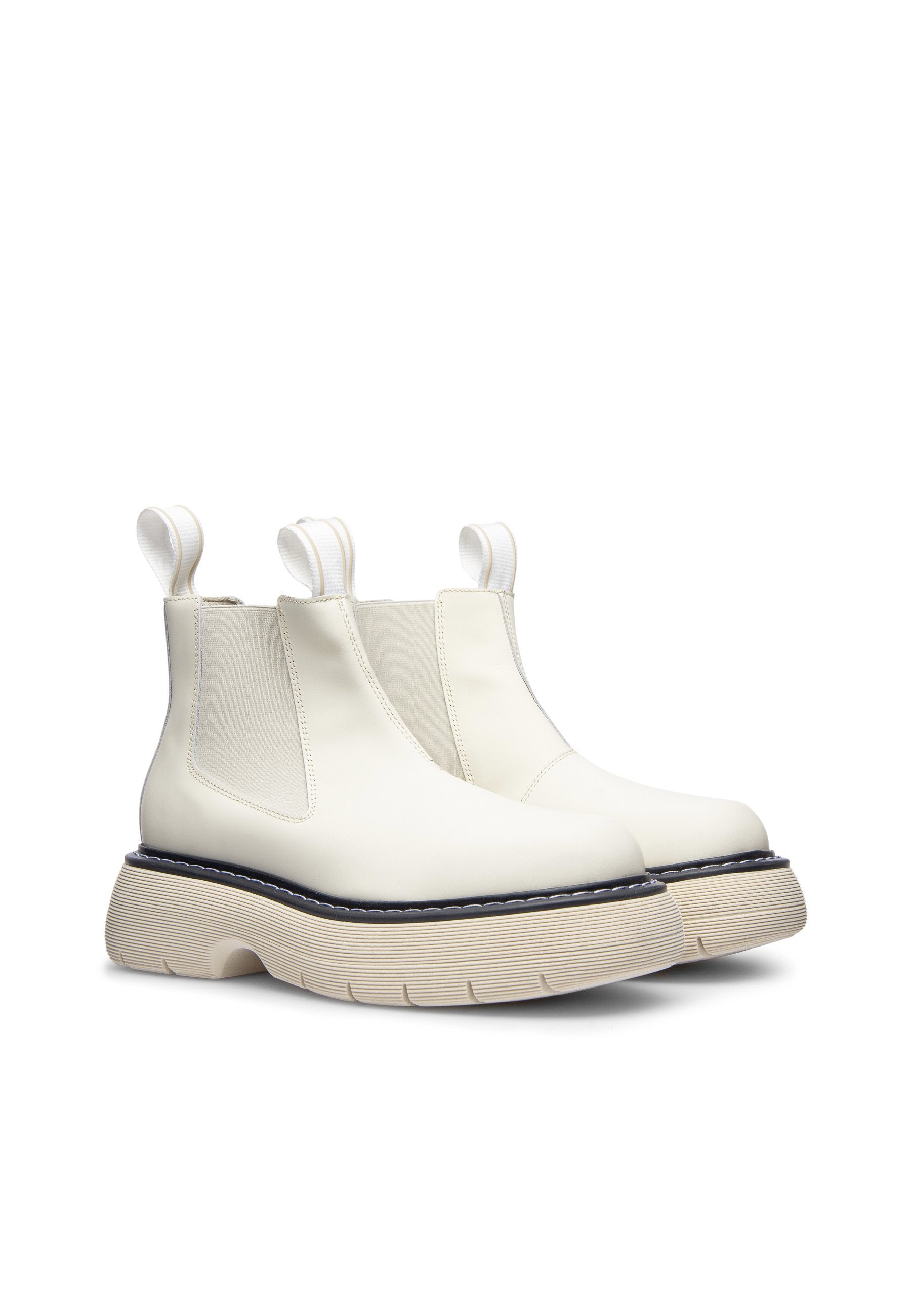 Ella Off White Leather Chelsea Boots LAST1476 - 3