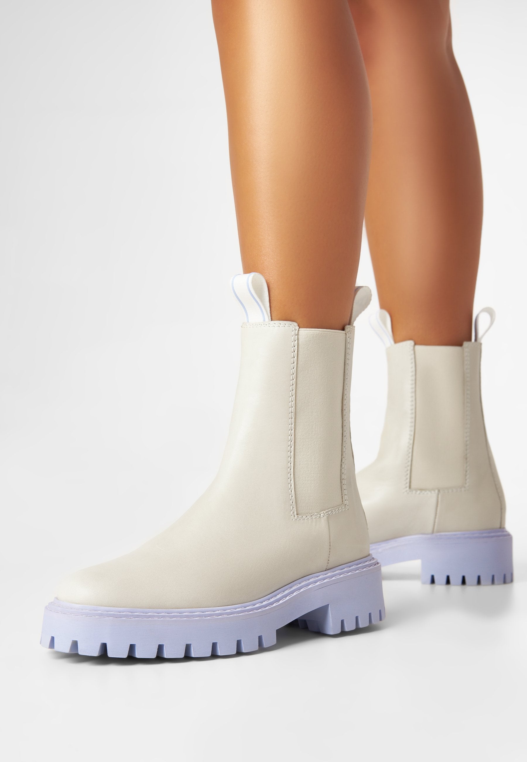 Daze Off White Leather Chelsea Boots LAST1502 - 9