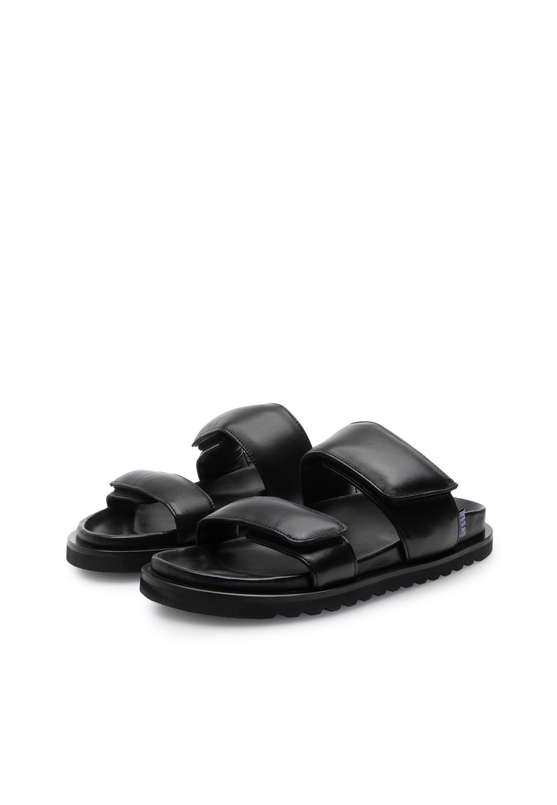 Corine Black Leather Puffy Sandals LAST1516 - 3