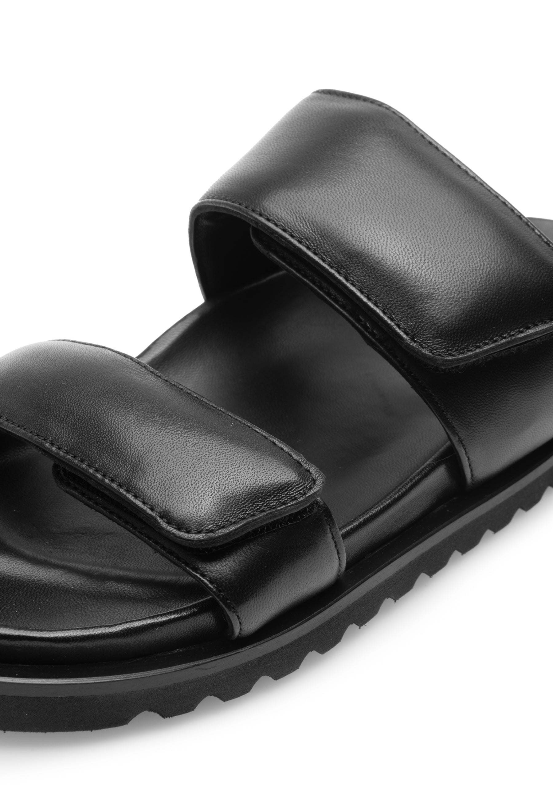 Corine Black Leather Puffy Sandals LAST1516 - 6