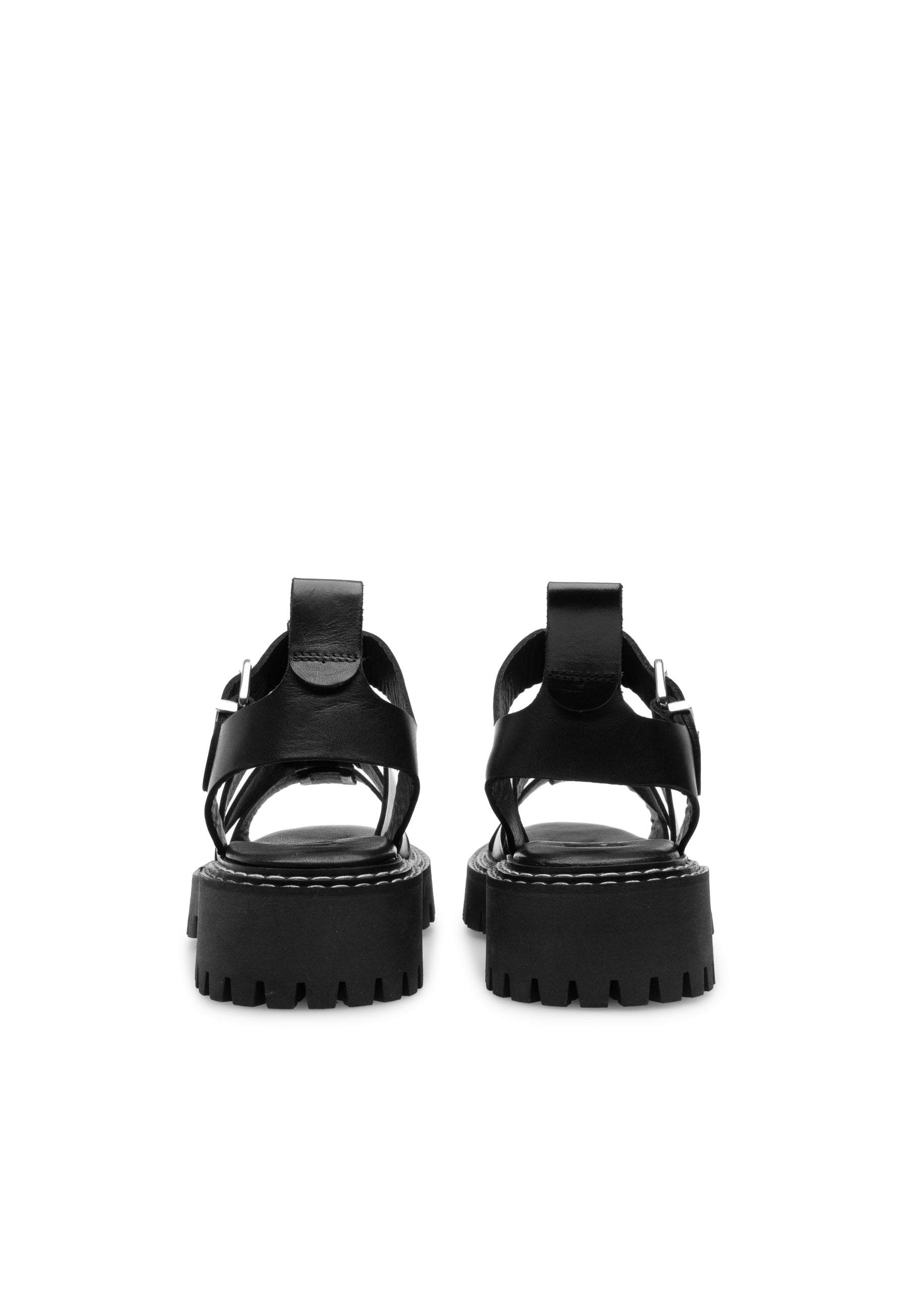 Daphny Black Leather Chunky Sandals LAST1518 - 5