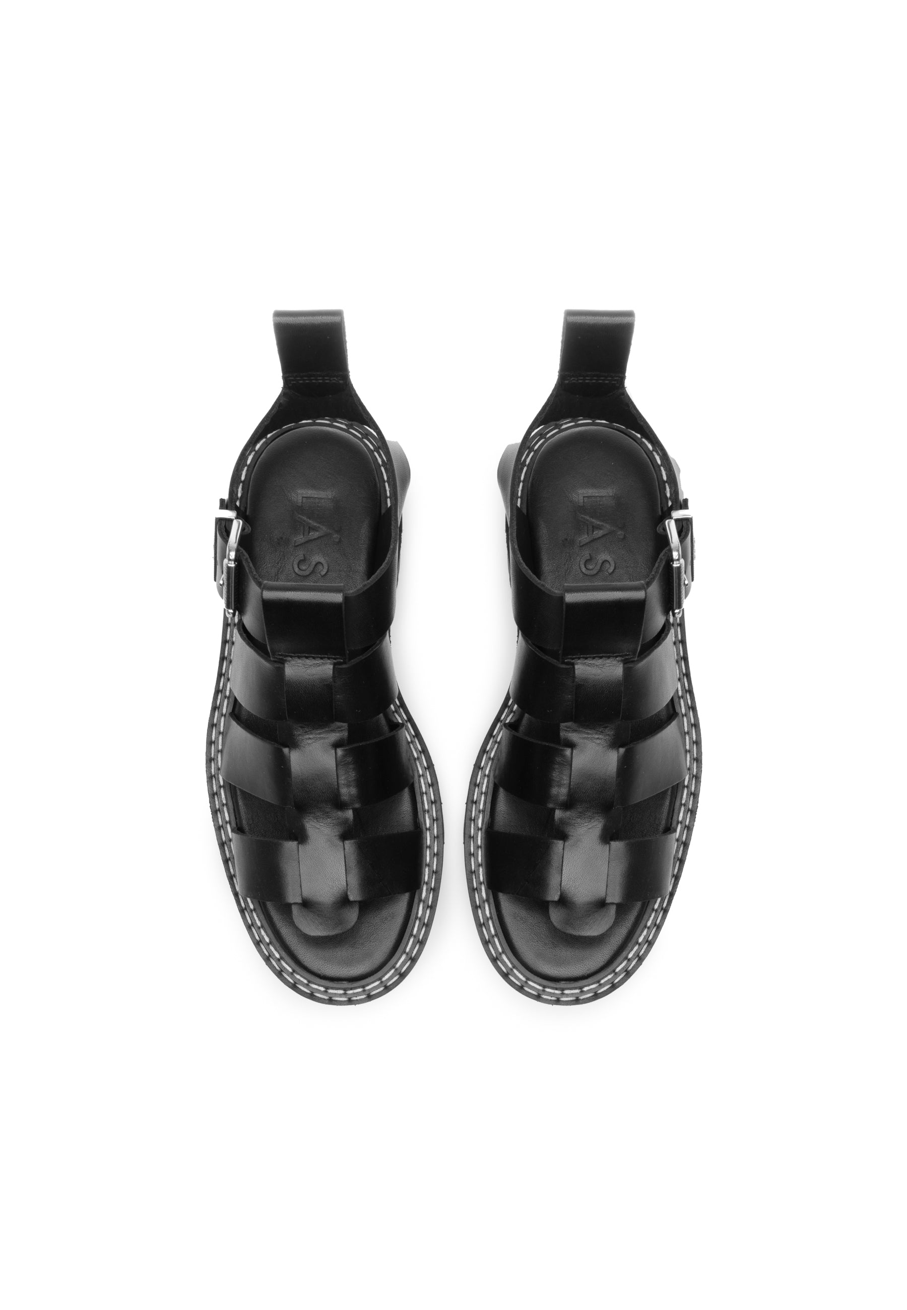Daphny Black Leather Chunky Sandals LAST1518 - 4