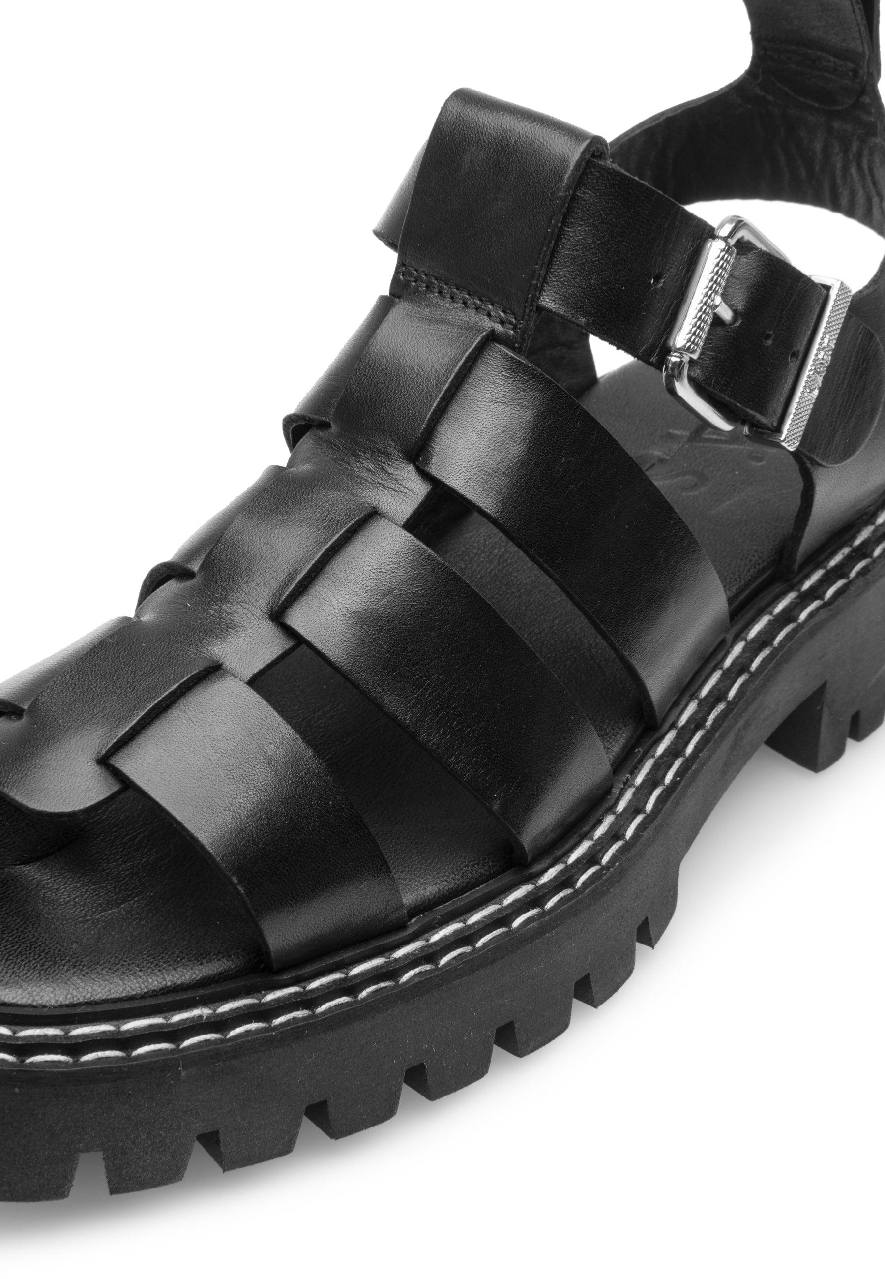 Daphny Black Leather Chunky Sandals LAST1518 - 6