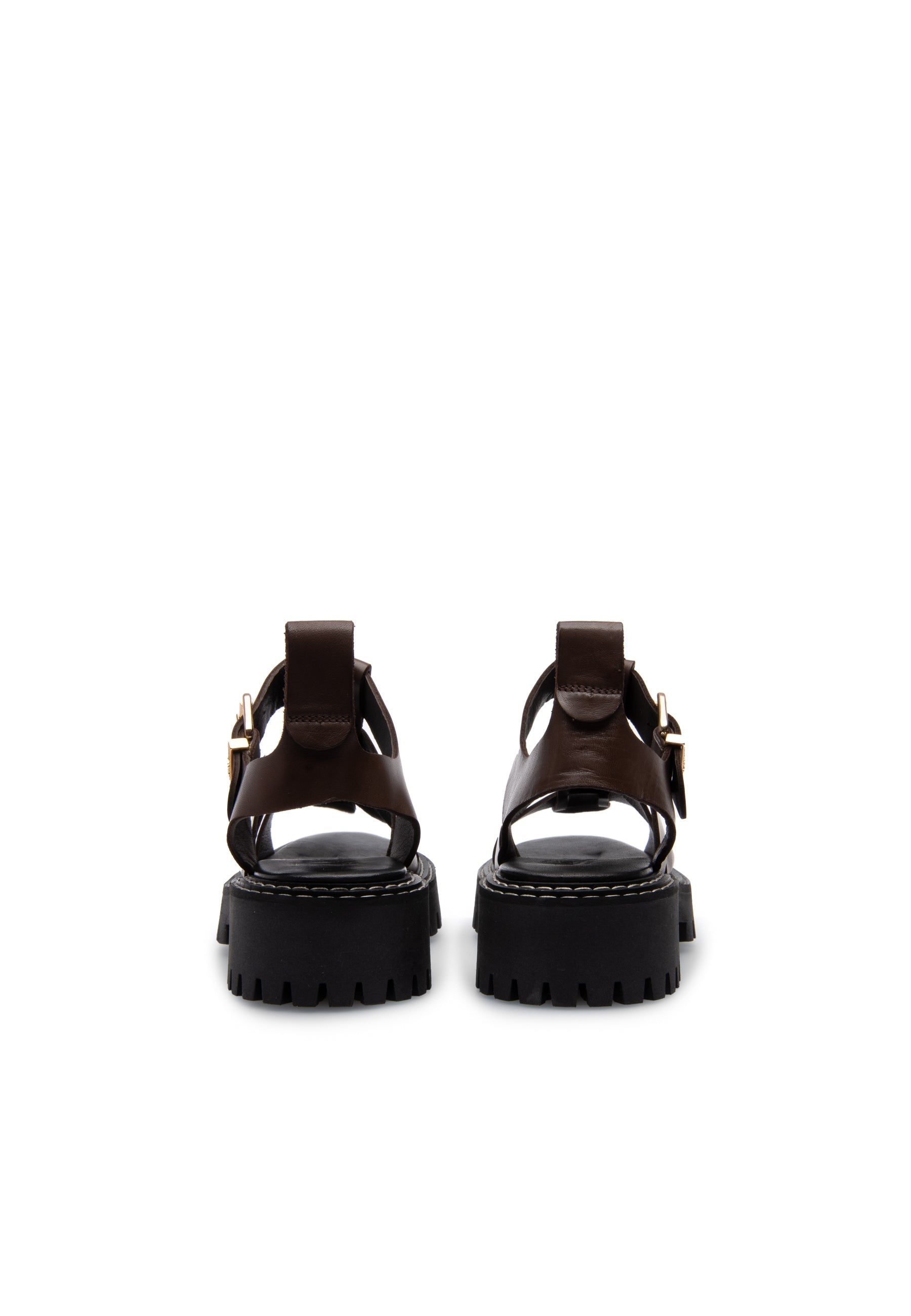 Daphny Brown Leather Chunky Sandals LAST1519 - 5