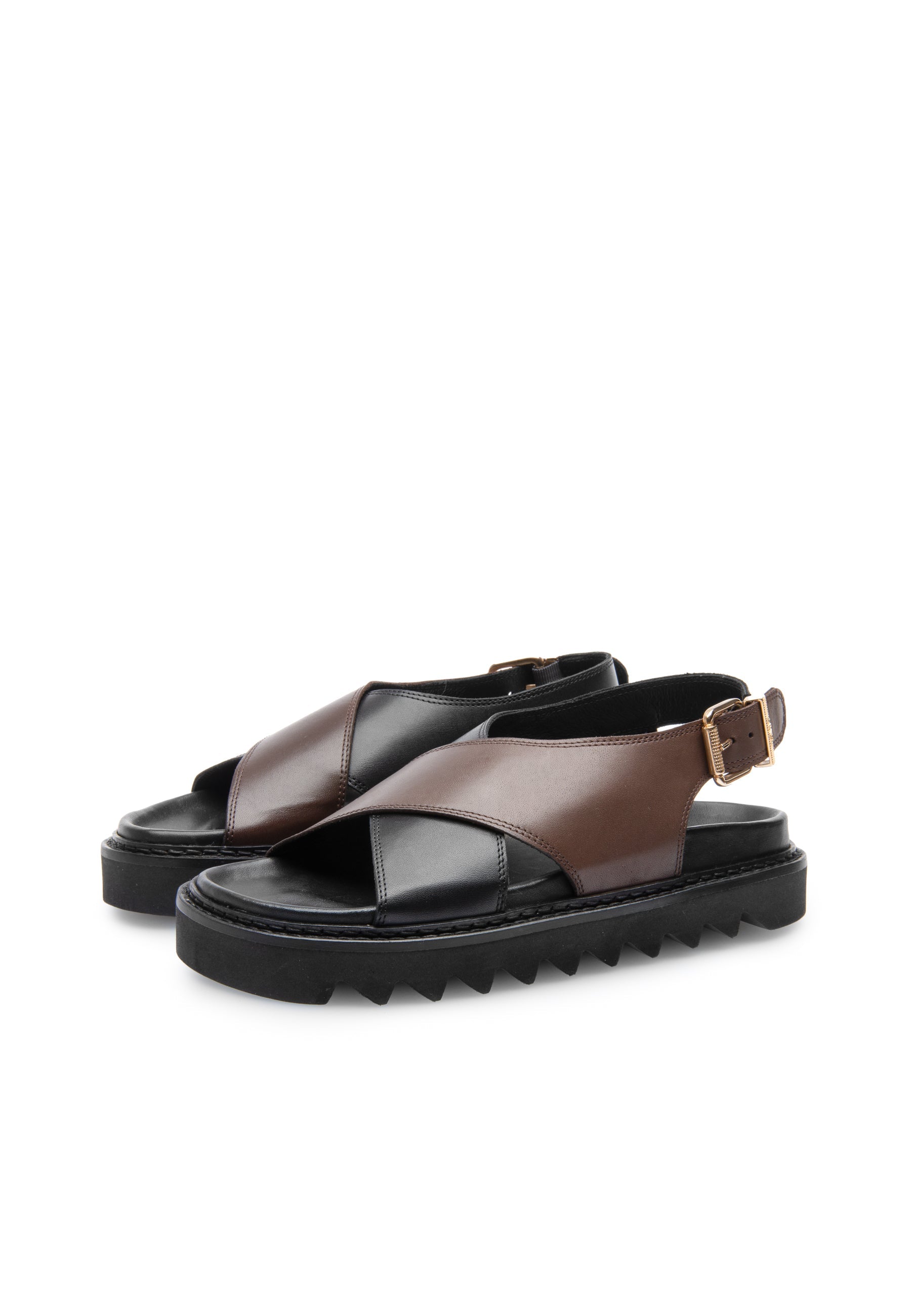 Diana Black Brown Leather Chunky Sandals LAST1521 - 3