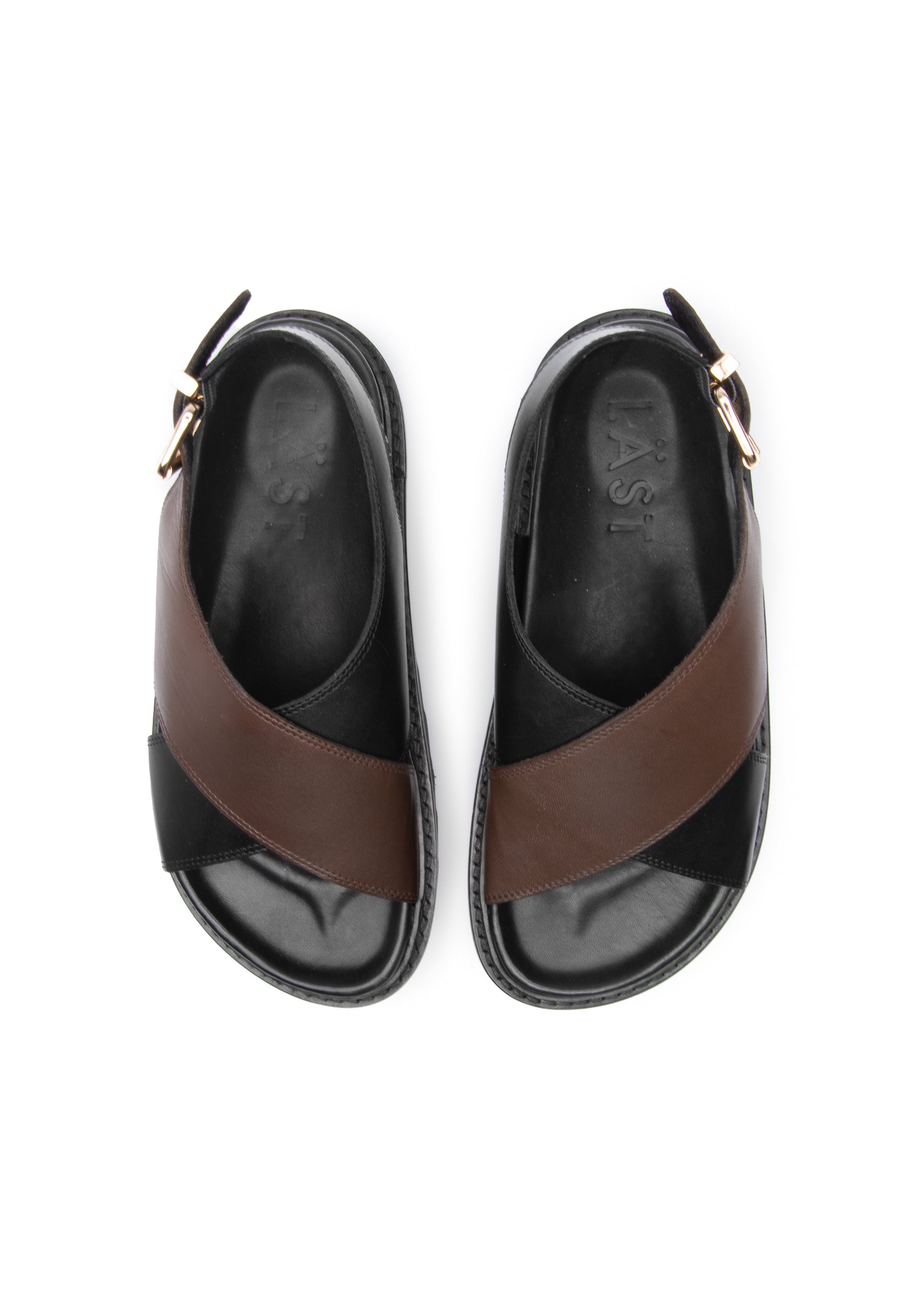 Diana Black Brown Leather Chunky Sandals LAST1521 - 4