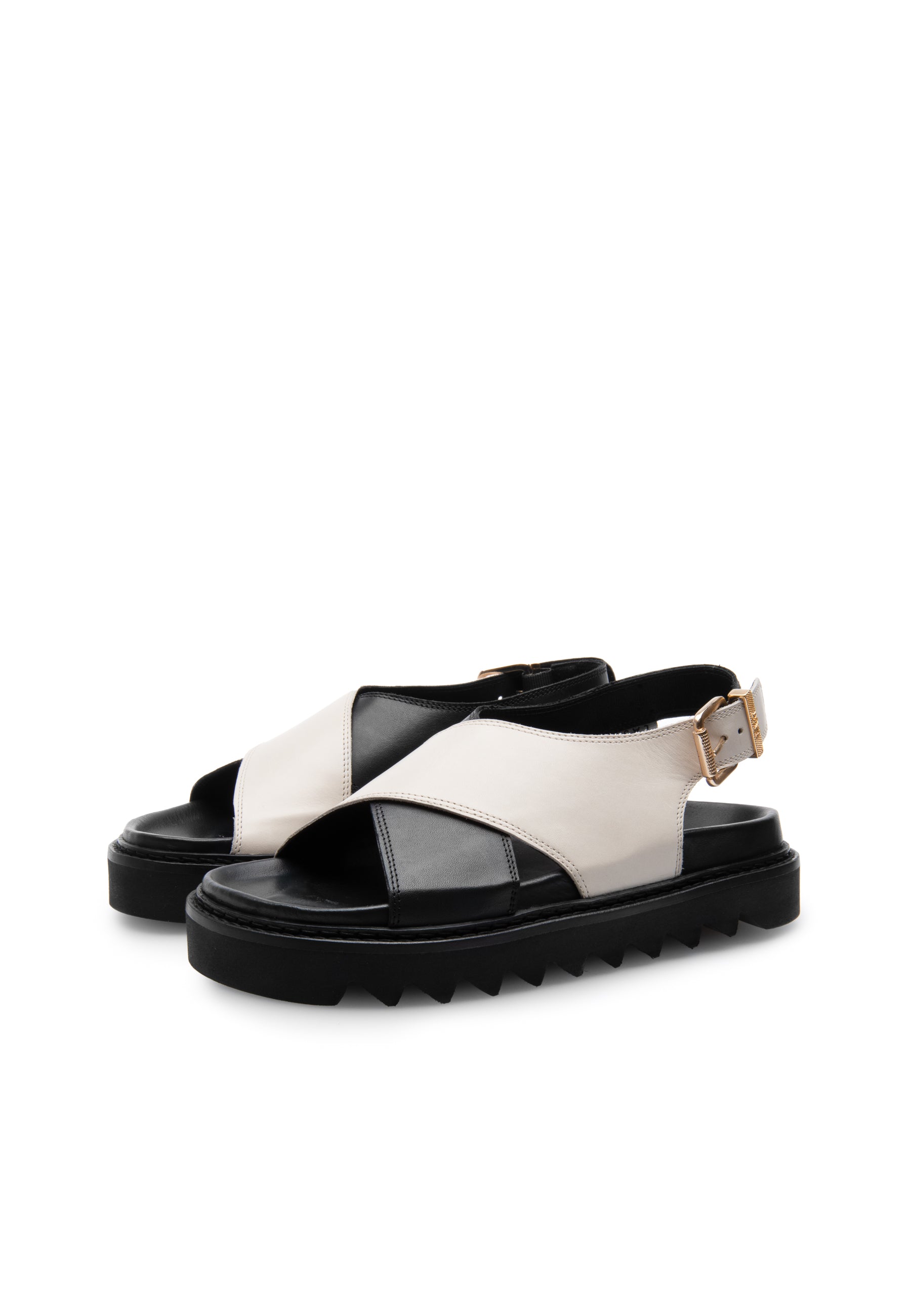 Diana Black Off White Leather Chunky Sandals LAST1522 - 3
