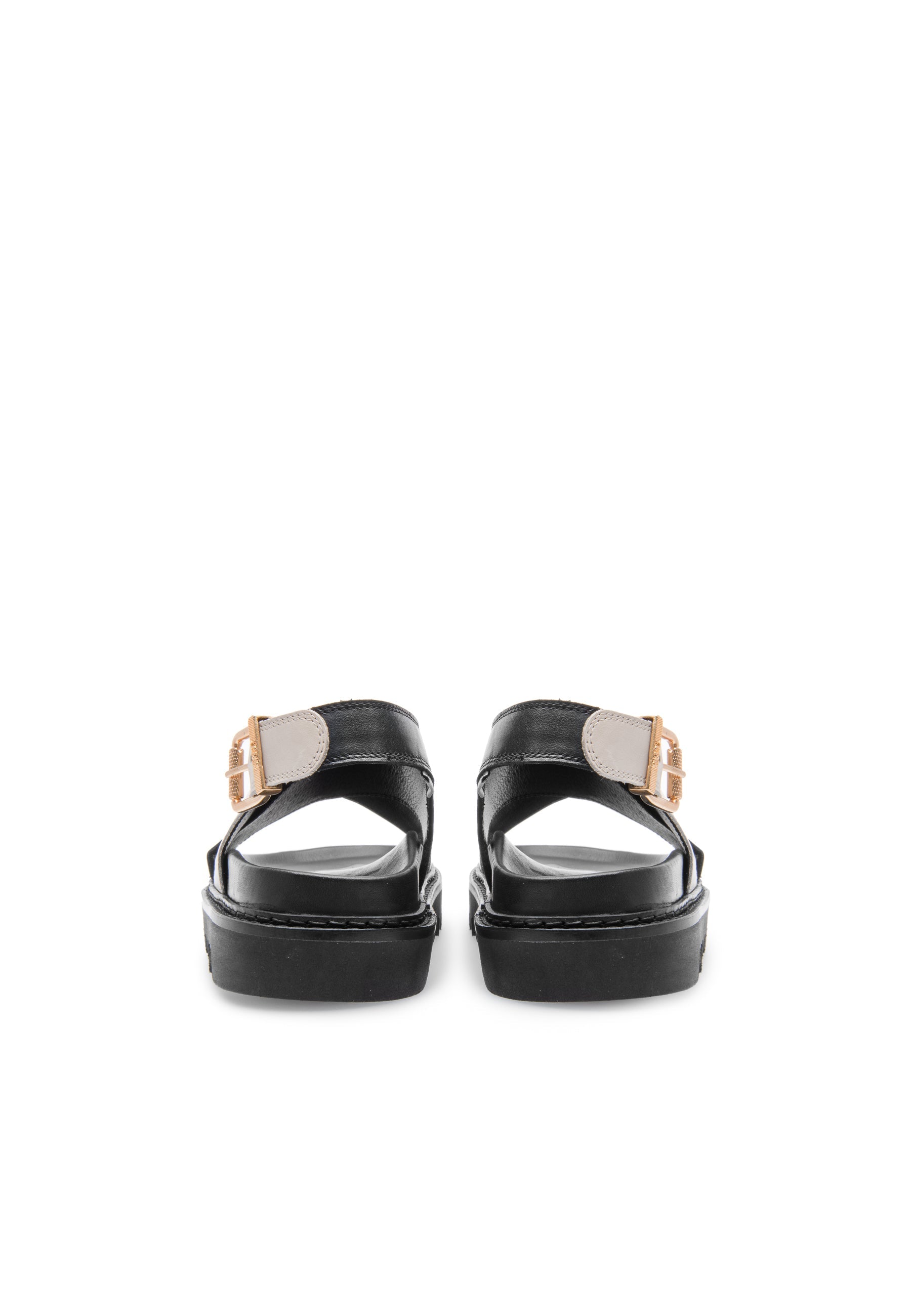Diana Black Off White Leather Chunky Sandals LAST1522 - 5