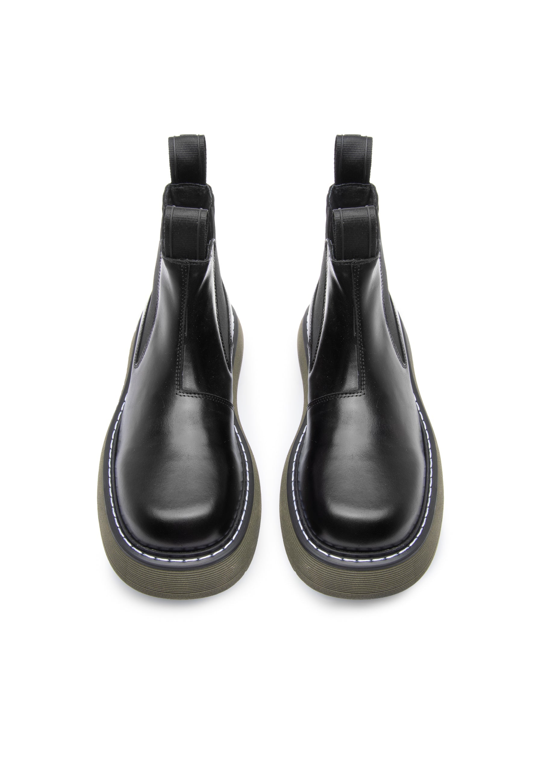 Ella Black Green Leather Chelsea Boots LAST1526 - 3