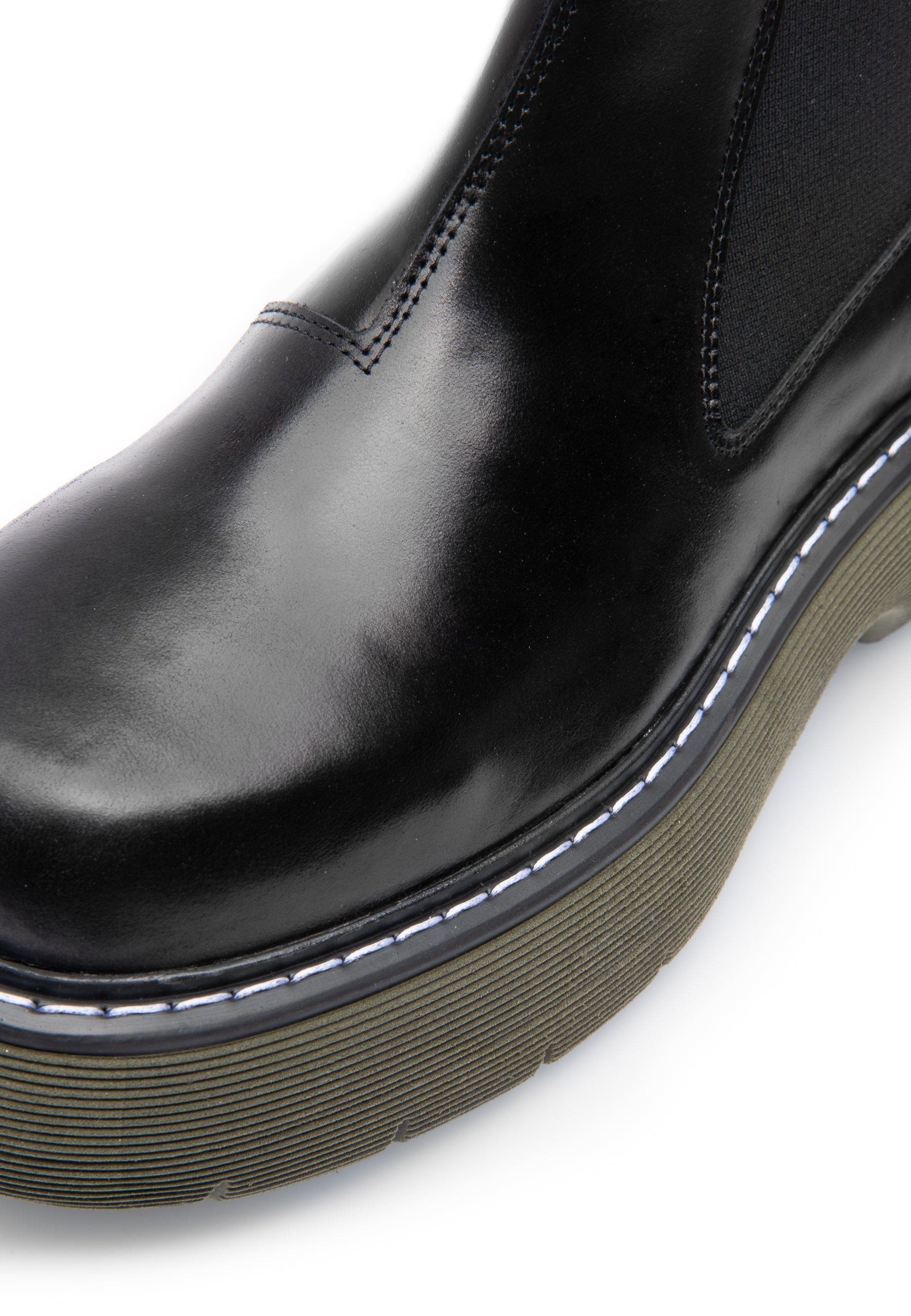 Ella Black Green Leather Chelsea Boots LAST1526 - 5